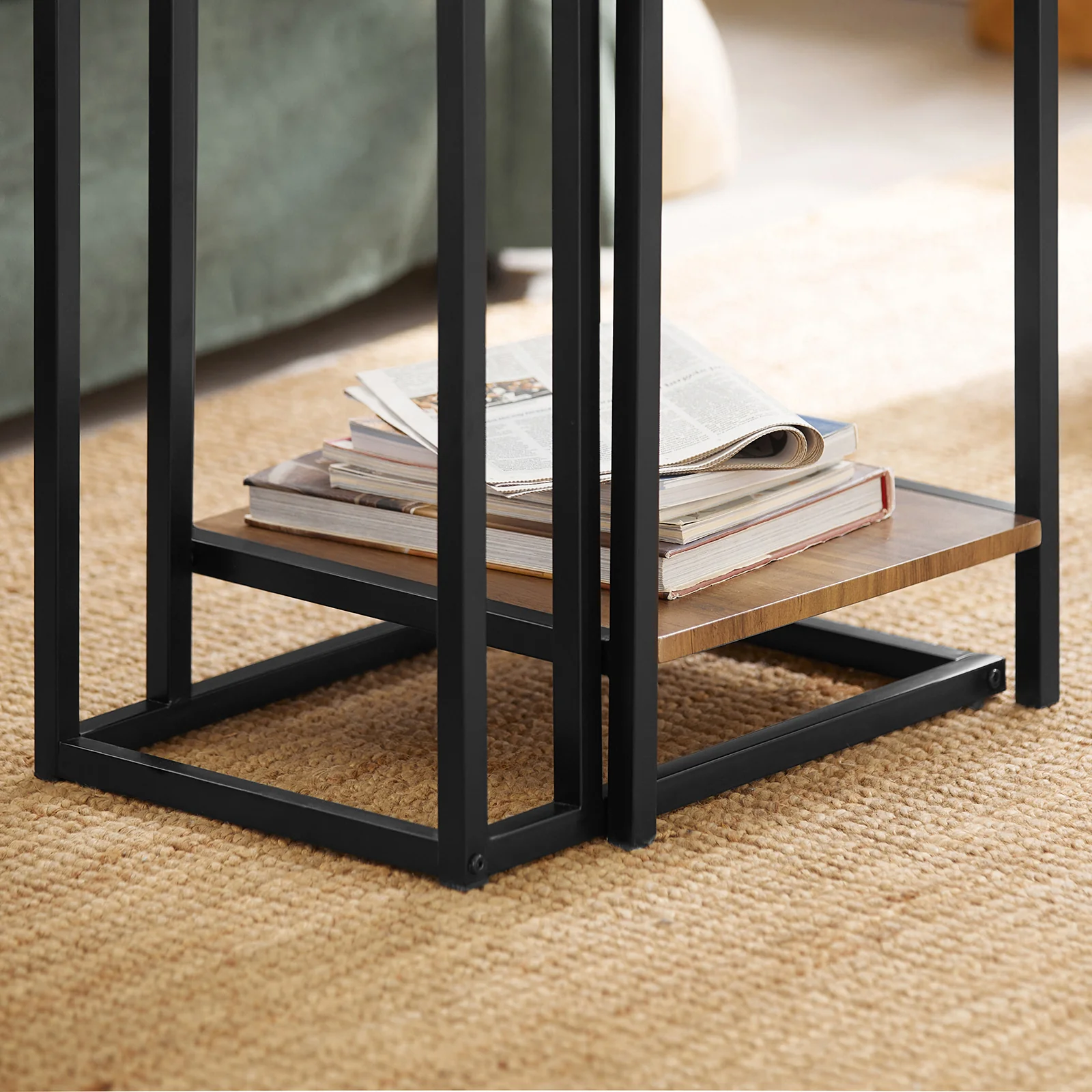 Preventa-SoBuy FBT99-F Set de 2 Mesas Auxiliares Madera y Vidrio Negro - Image 9