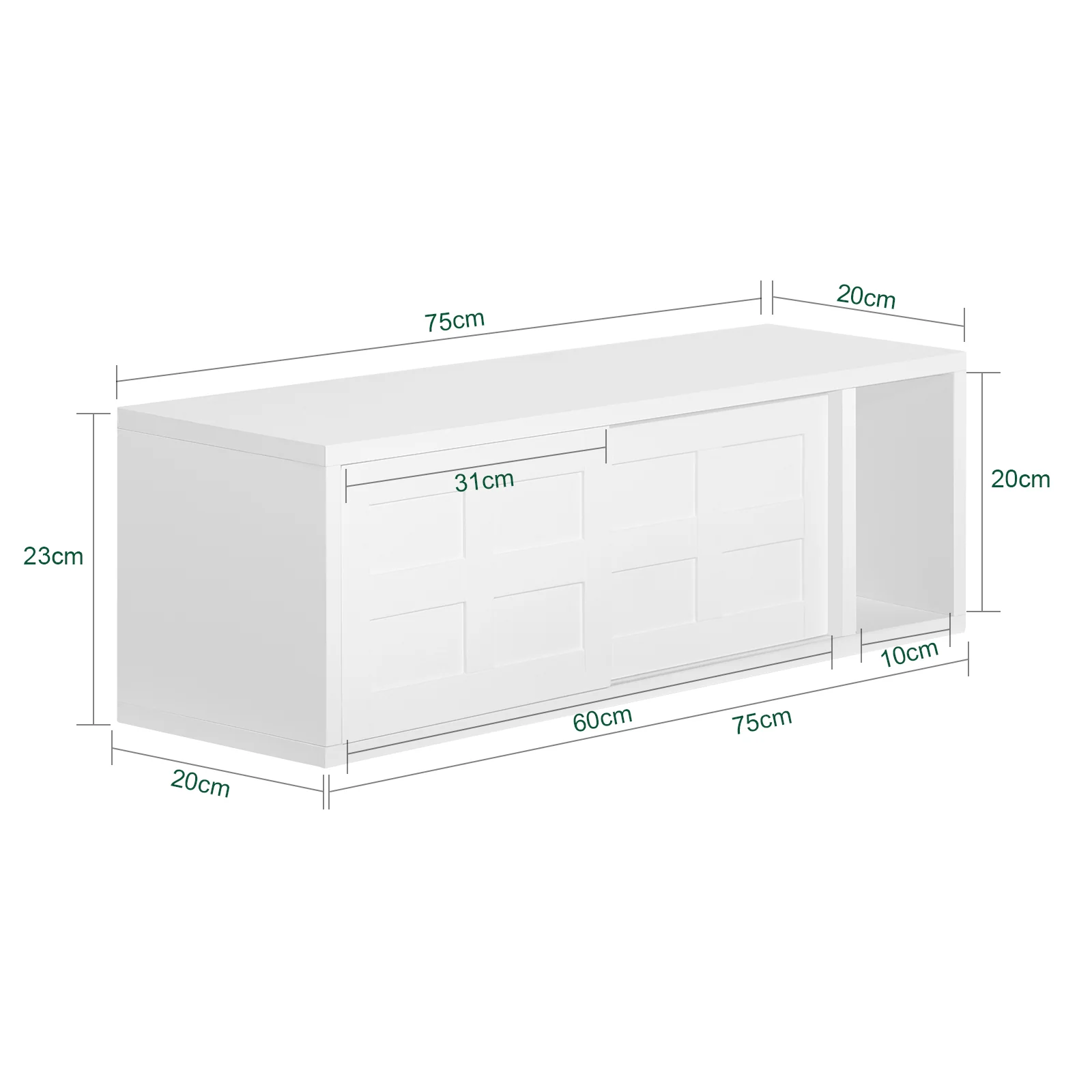 SoBuy FHK18-W Perchero de Pared con 2 Puertas Correderas y 1 Compartimento Blanco - Image 3