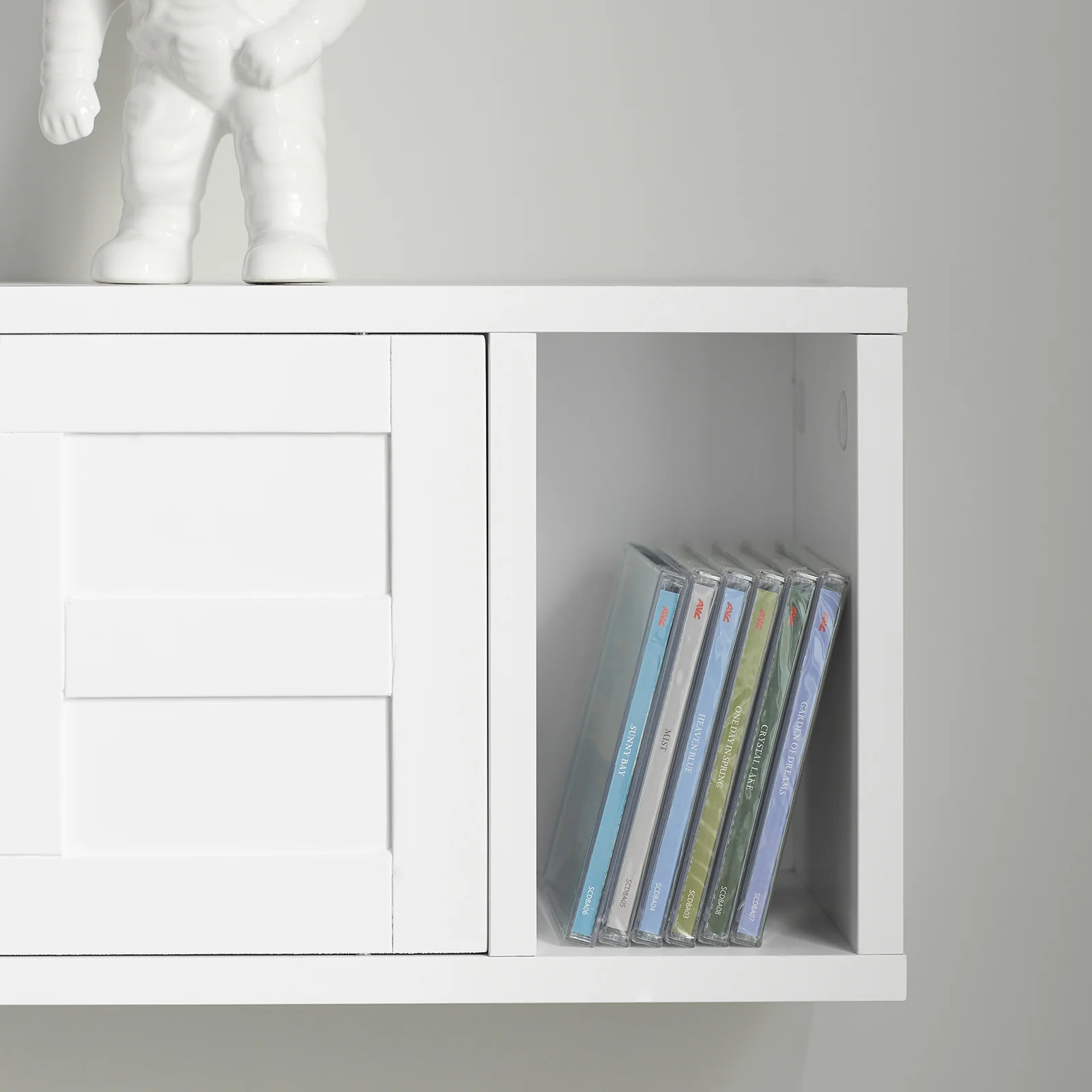 SoBuy FHK18-W Perchero de Pared con 2 Puertas Correderas y 1 Compartimento Blanco - Image 7