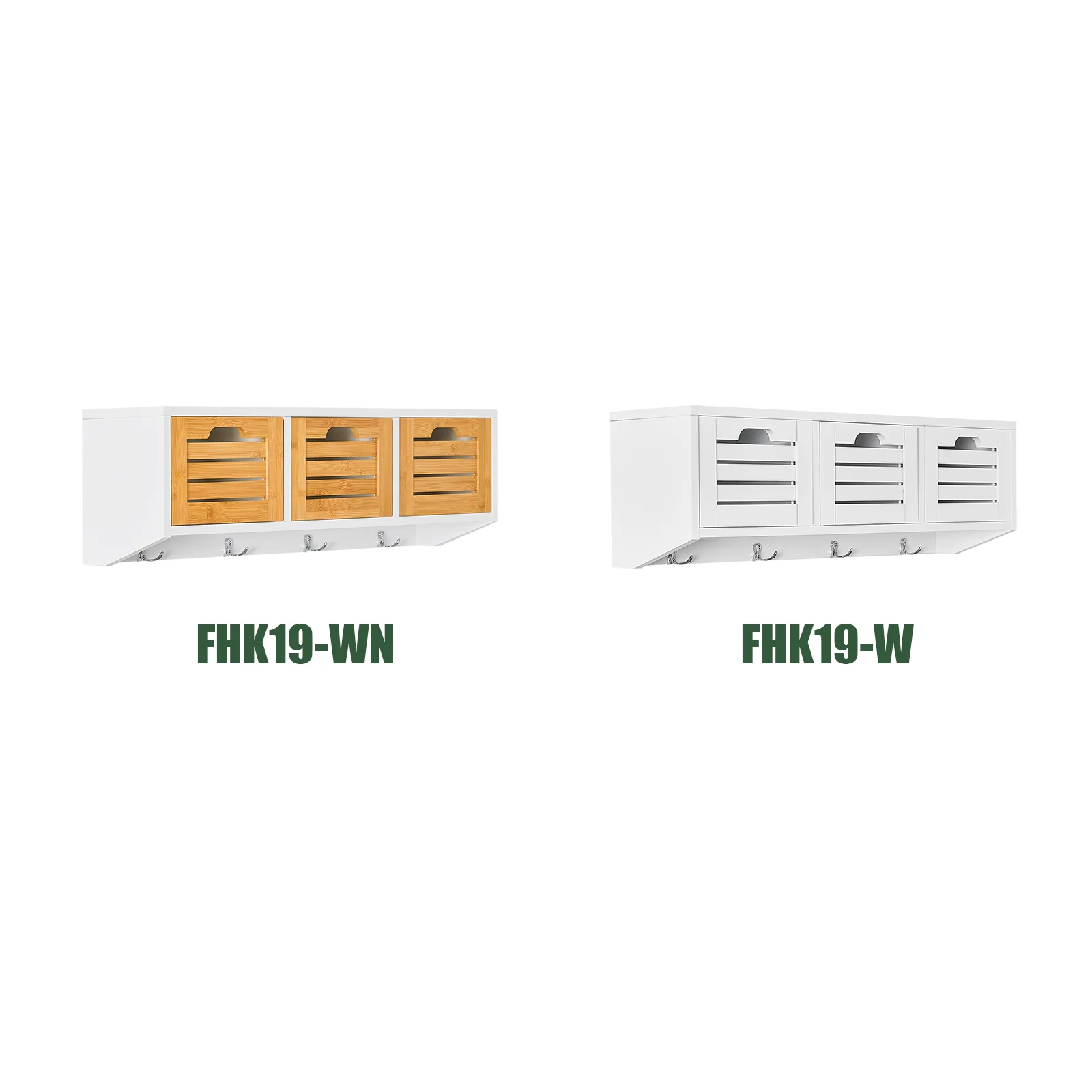 SoBuy FHK19-WN Perchero de Pared con 3 Cestas y 4 Ganchos Madera - Image 8
