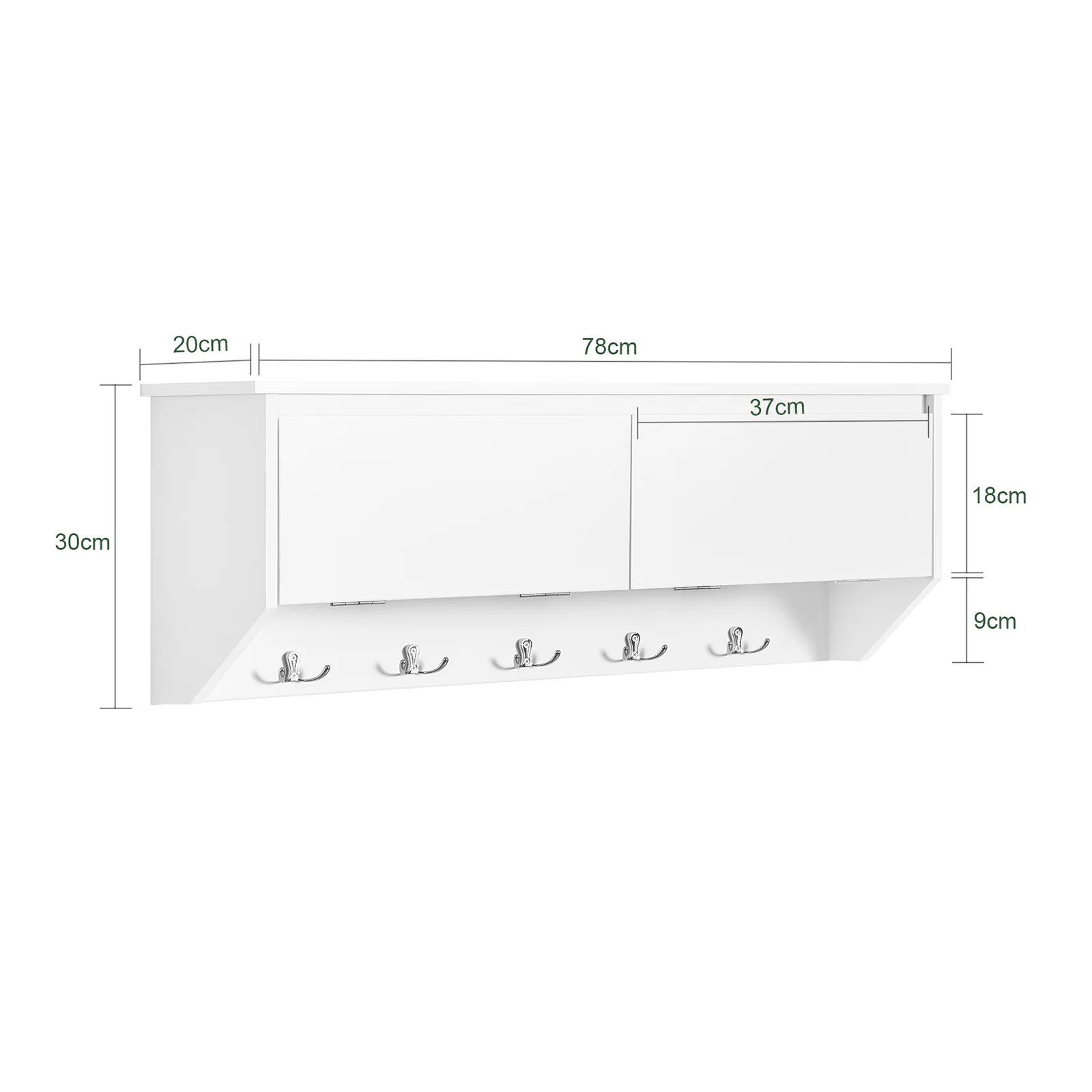 SoBuy FHK24-W Perchero de Pared con 2 Puertas y 5 Ganchos - Image 3