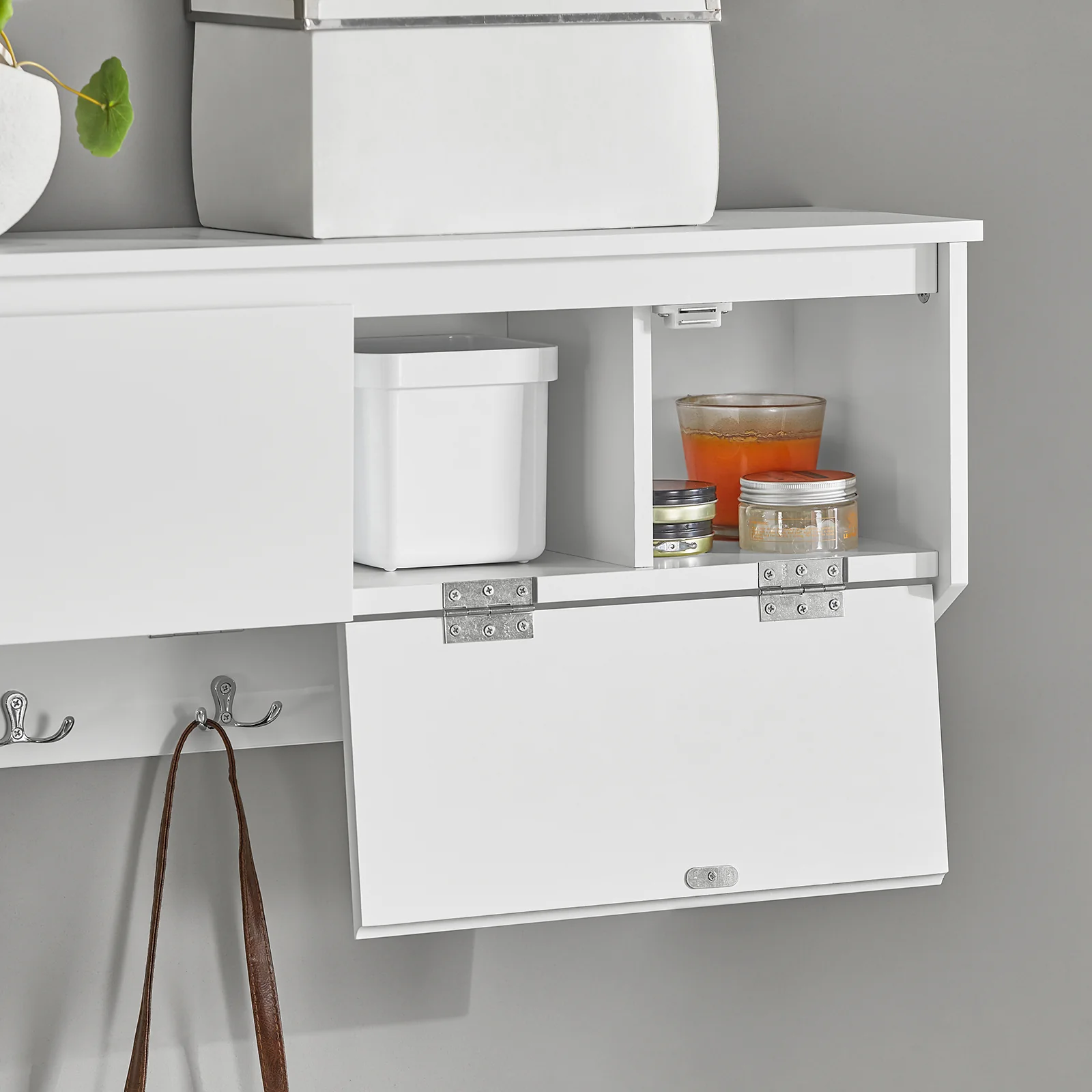 SoBuy FHK24-W Perchero de Pared con 2 Puertas y 5 Ganchos - Image 8
