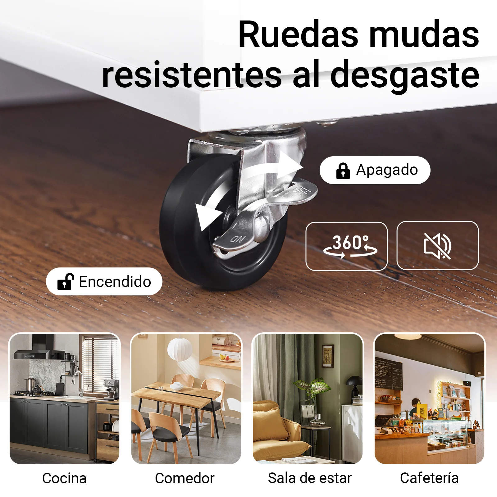 SoBuy FKW102-WN Carrito Auxiliar con 1 cajón y 1 Puerta Blanco y Natural - Image 5