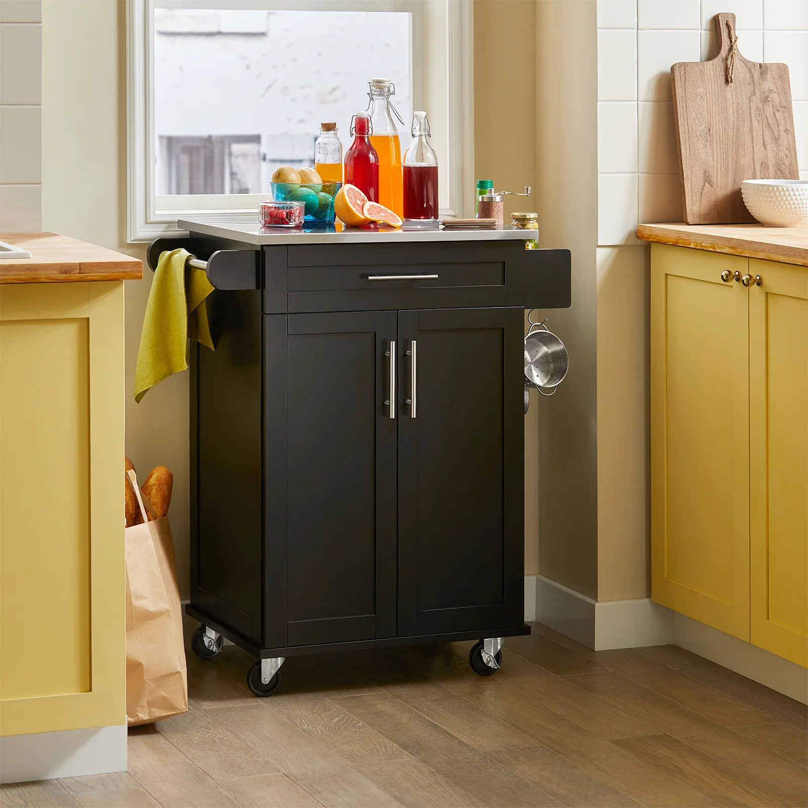 SoBuy FKW110-SCH Carro de Cocina Multiusos con puerta y cajón Tablero de acero inoxidable - Image 5