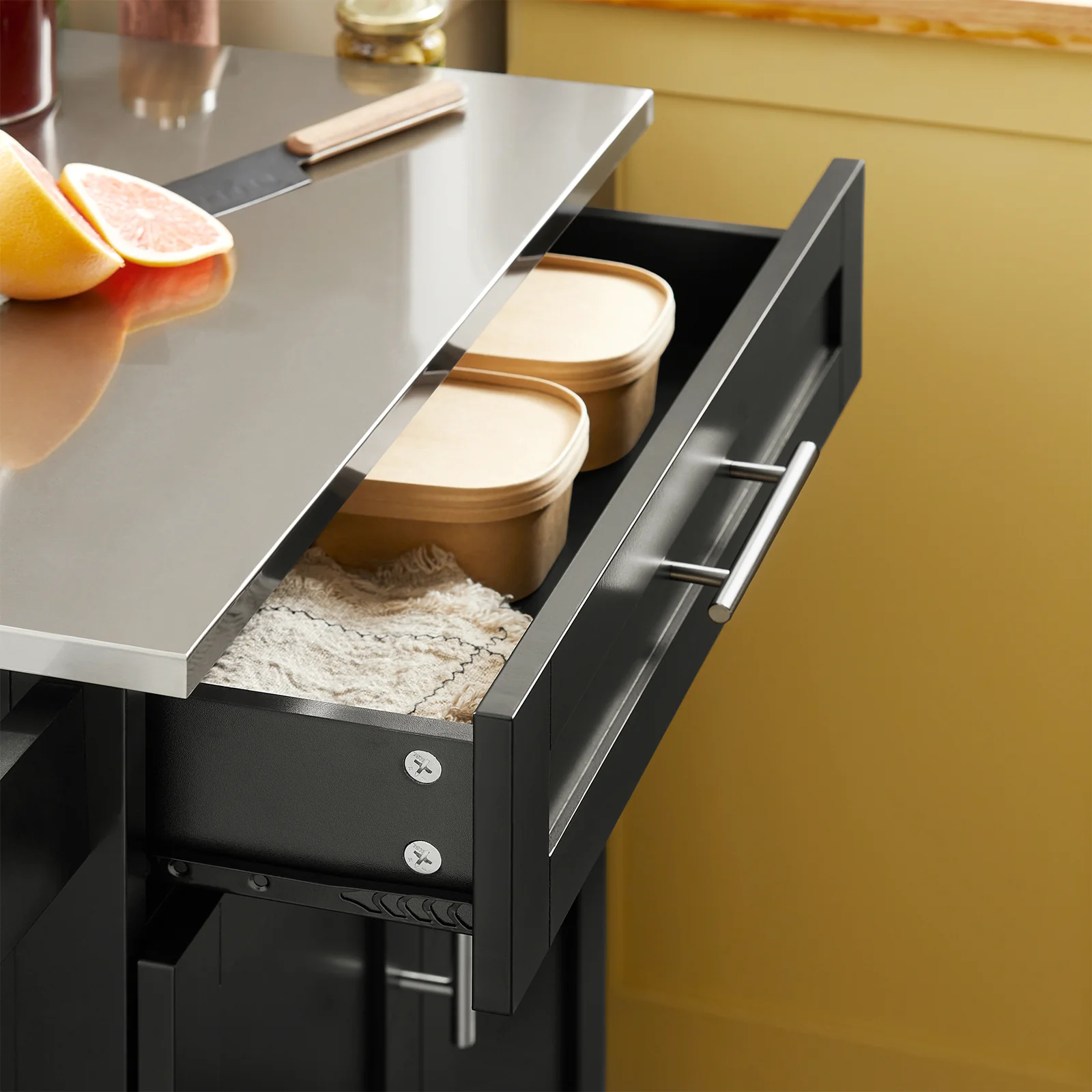 SoBuy FKW110-SCH Carro de Cocina Multiusos con puerta y cajón Tablero de acero inoxidable - Image 8