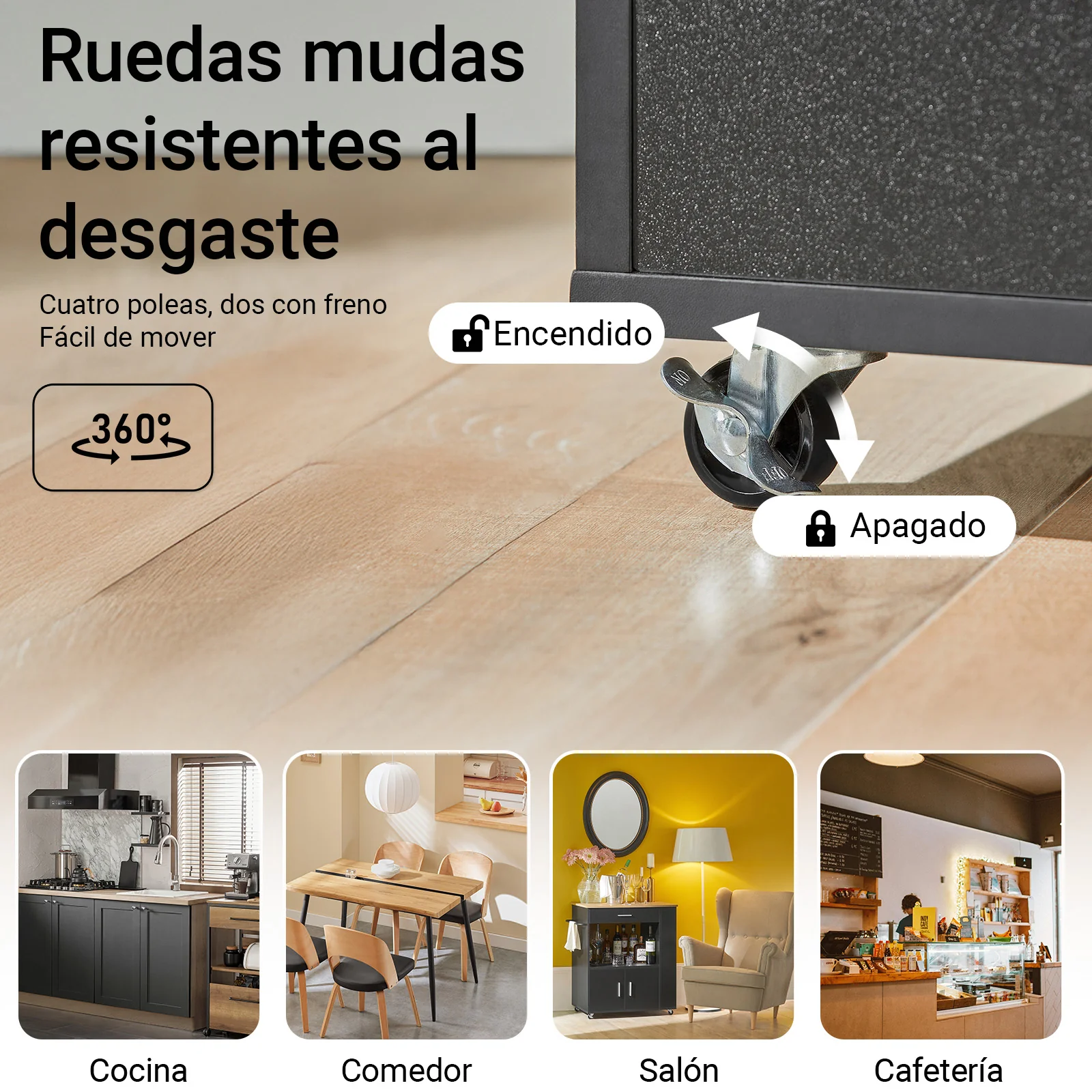 SoBuy FKW113-SCH Carrito de Servicio con Estantes Laterales Cajón Puertas y Toallero Negro - Image 4