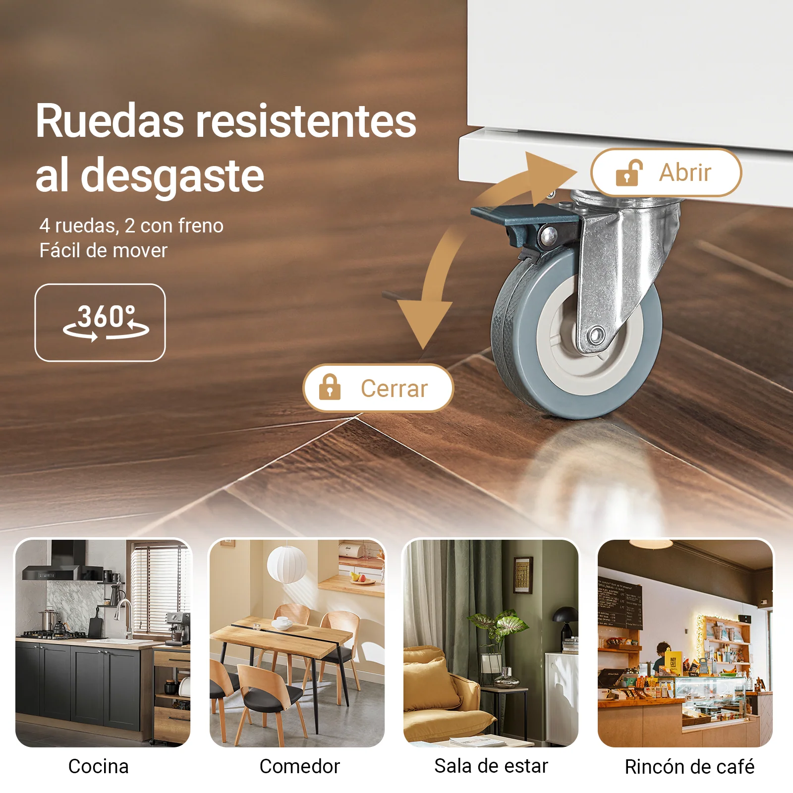 SoBuy FKW117-W Isla de Cocina móvil con 1 Cajón y 2 Puertas 120 x 56 x 90 cm Blanco - Image 6