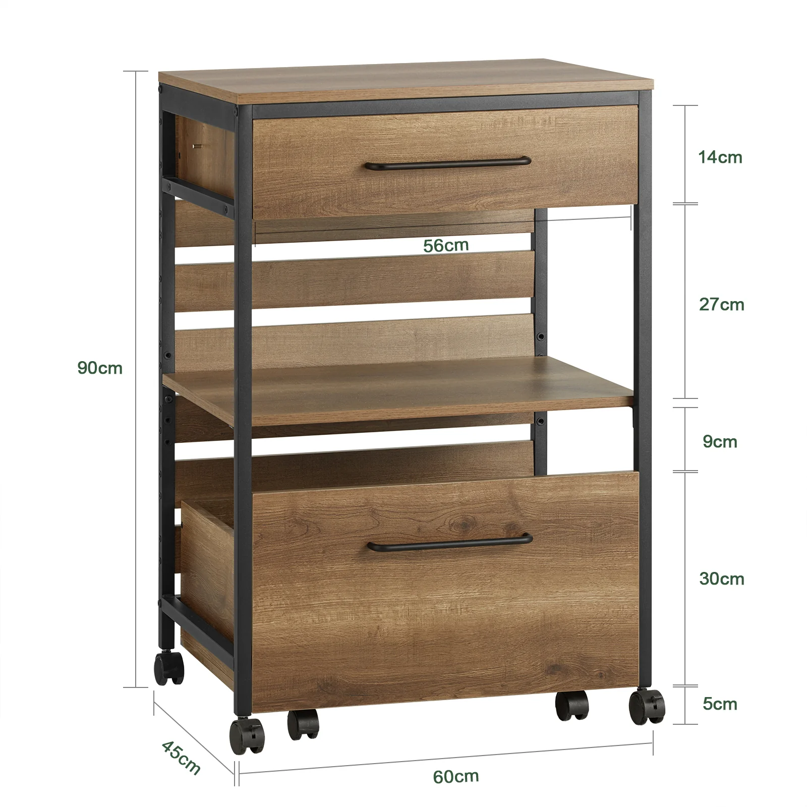 SoBuy FKW118-PF Carro de Cocina con 1 cajón móvil Madera Vintage - Image 3