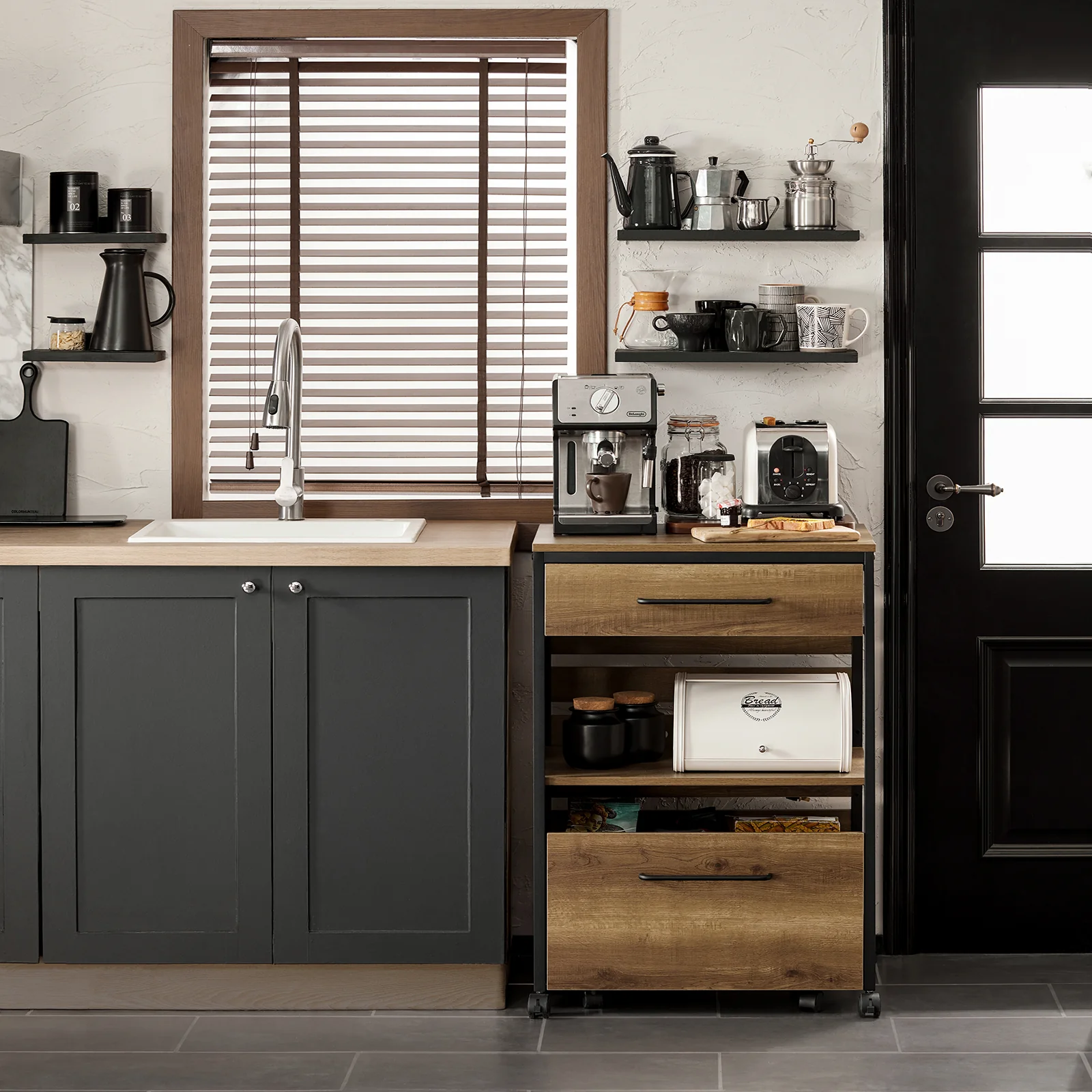 SoBuy FKW118-PF Carro de Cocina con 1 cajón móvil Madera Vintage - Image 7