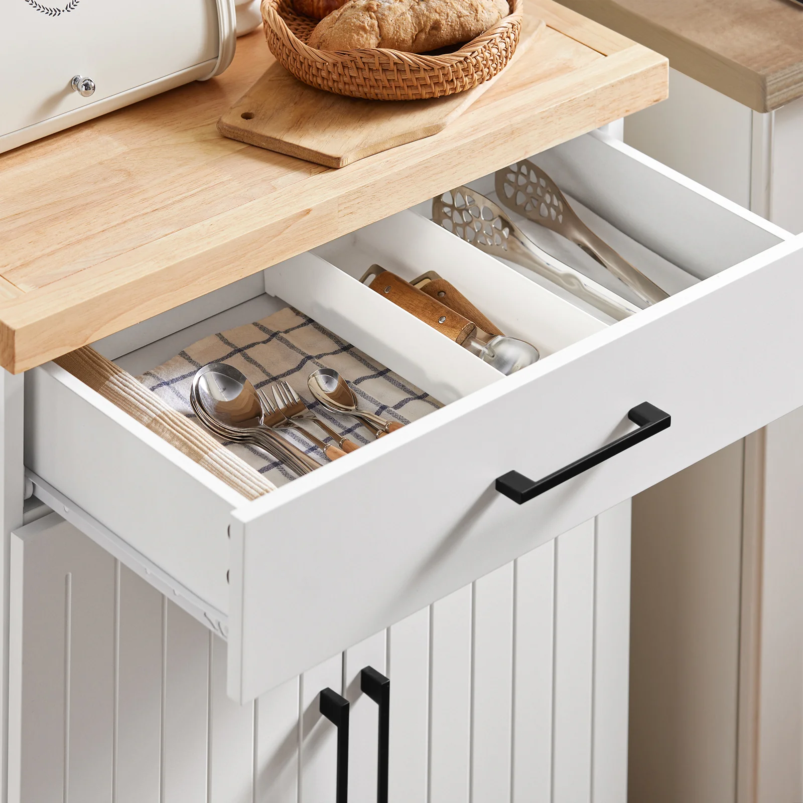 SoBuy FKW119-WN Carrito Auxiliar de Cocina con 2 Puertas 1 Cajón 1 Toallero - Image 6