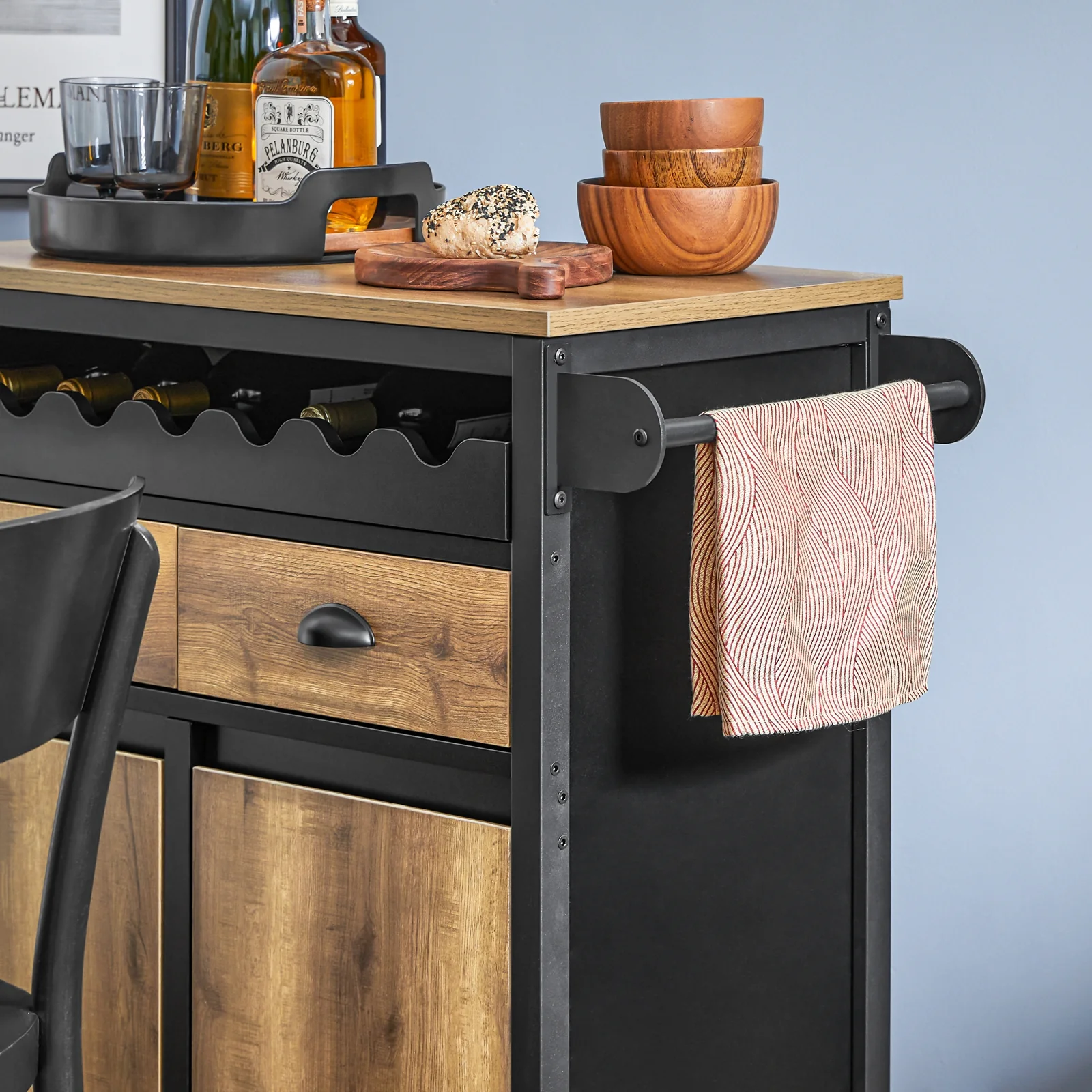 SoBuy FKW122-SCH Carrito Auxiliar de Cocina con 2 Cajones y 2 Puertas Negro - Image 9