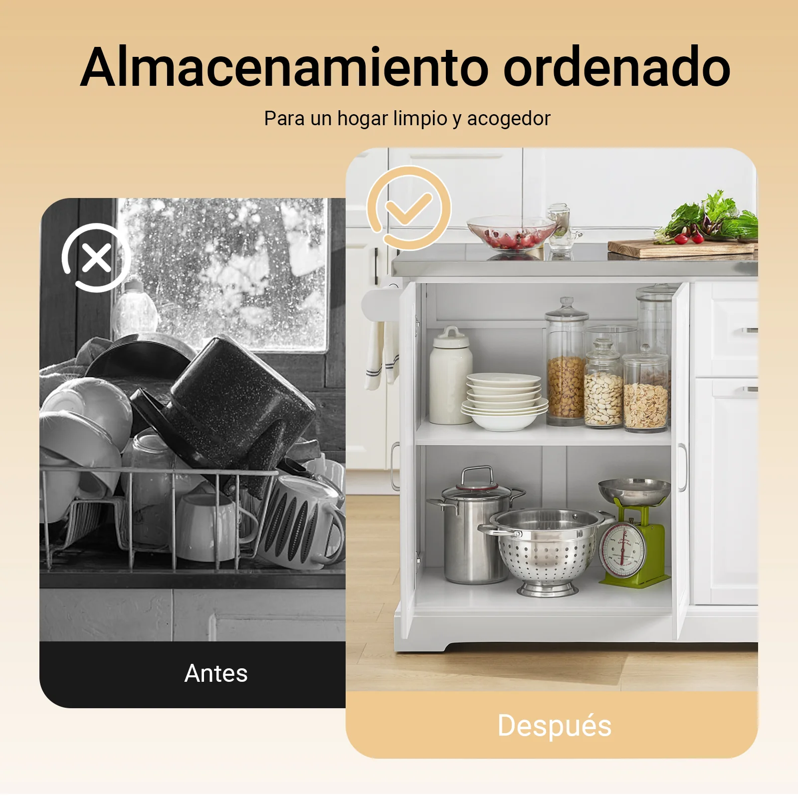 SoBuy FKW128-ST Isla de Cocina con Ruedas Carro de Cocina Auxiliar con Superficie de Trabajo Extensible - Image 5