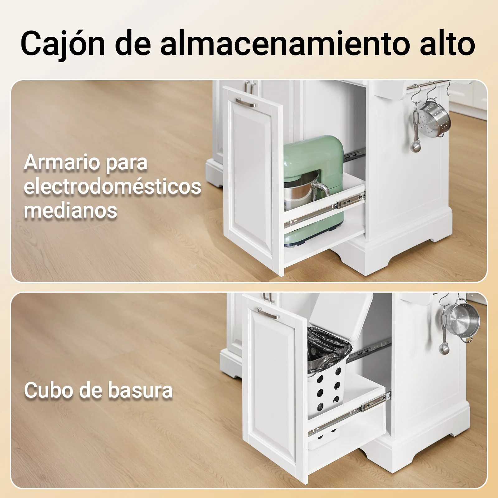 SoBuy FKW128-ST Isla de Cocina con Ruedas Carro de Cocina Auxiliar con Superficie de Trabajo Extensible - Image 6