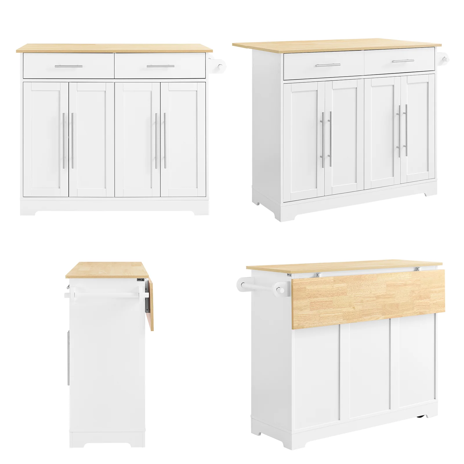 SoBuy FKW129-WN Isla Cocina con Ruedas con Encimera Extensible Blanco 113×44–69×91 cm - Image 9