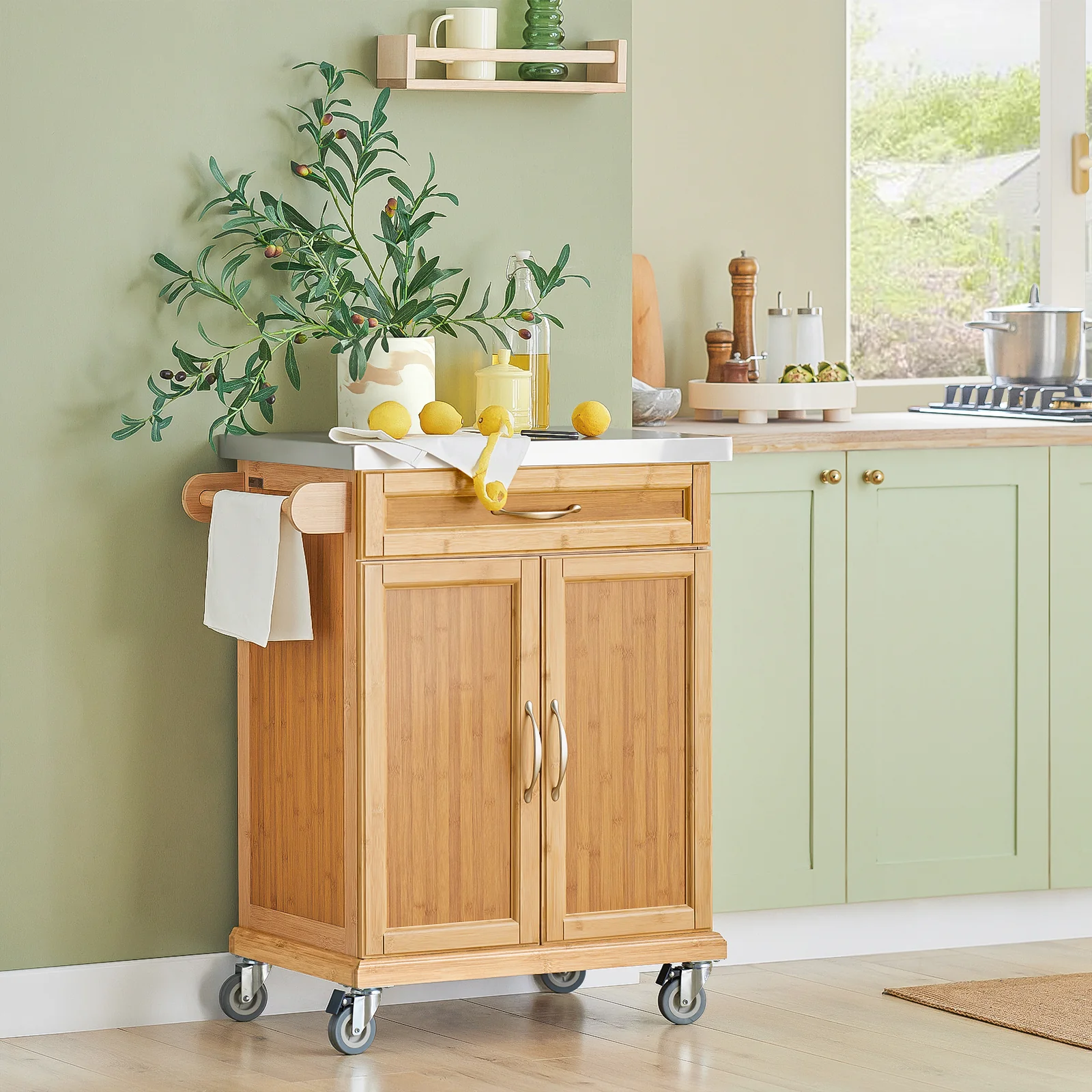 SoBuy FKW13-N Carrito de Servir con 2 Puertas y 1 cajón color madera natural - Image 10