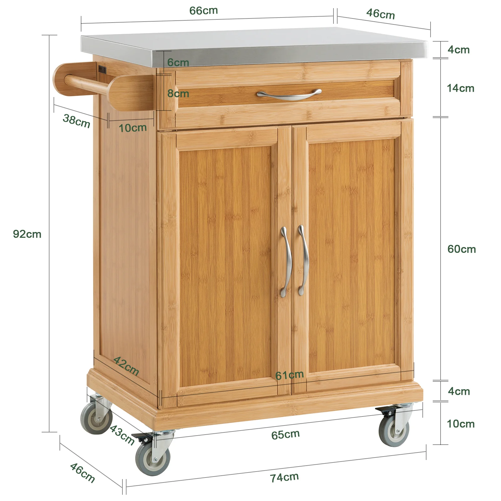 SoBuy FKW13-N Carrito de Servir con 2 Puertas y 1 cajón color madera natural - Image 3