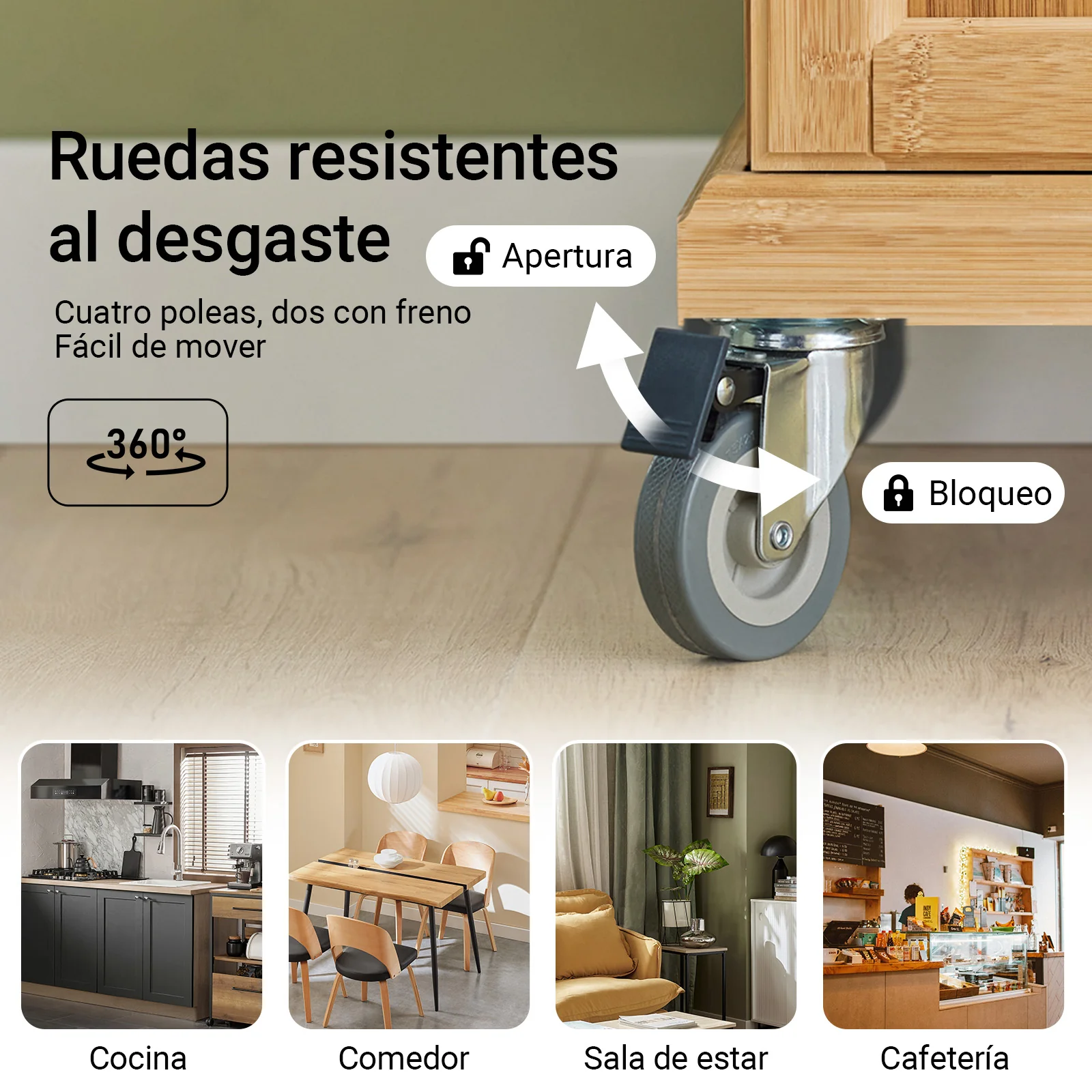 SoBuy FKW13-N Carrito de Servir con 2 Puertas y 1 cajón color madera natural - Image 4