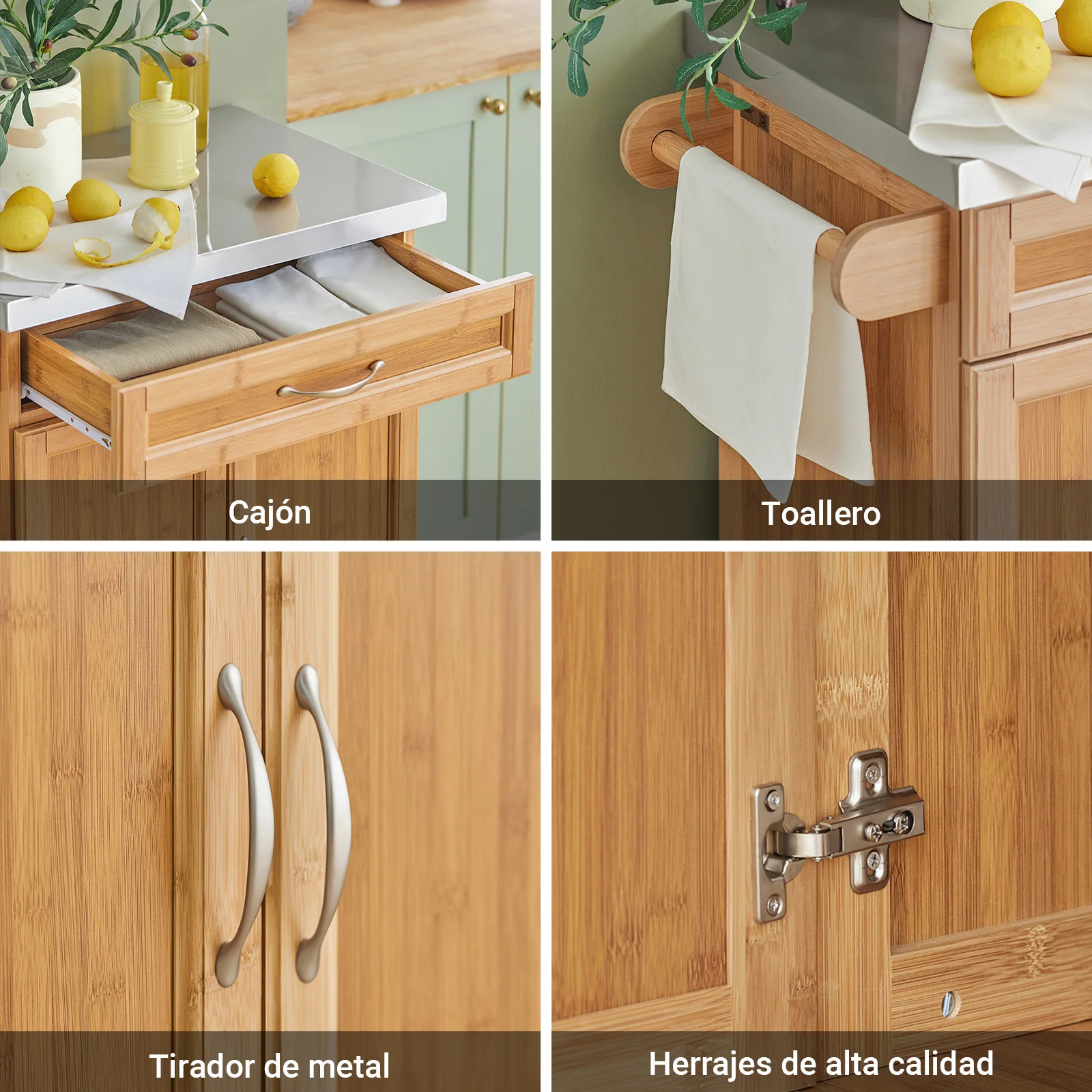 SoBuy FKW13-N Carrito de Servir con 2 Puertas y 1 cajón color madera natural - Image 7