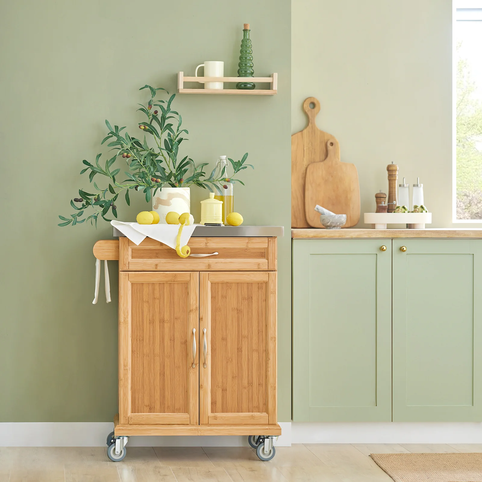SoBuy FKW13-N Carrito de Servir con 2 Puertas y 1 cajón color madera natural - Image 8