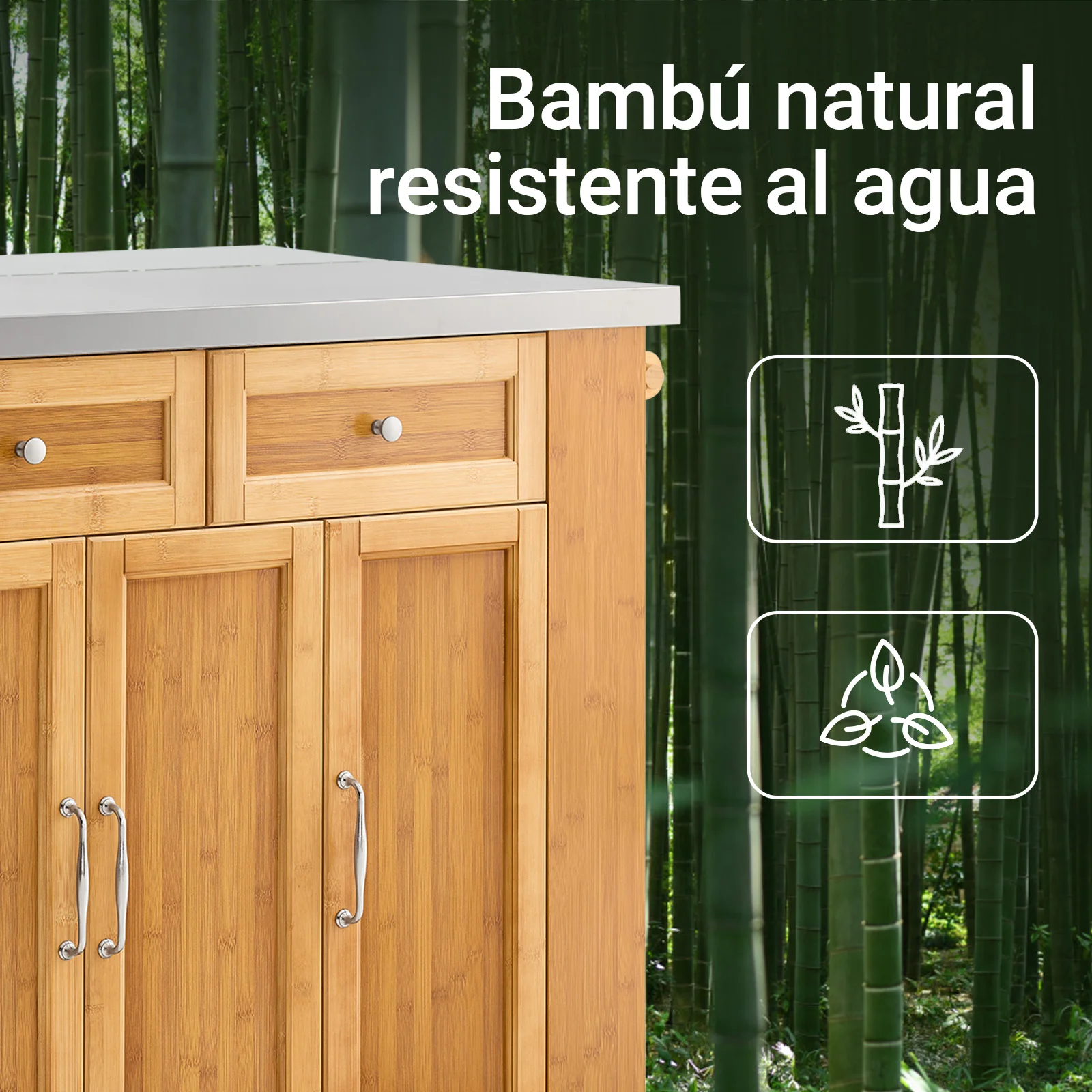SoBuy FKW130-N Isla de Cocina con Ruedas con Superficie de Trabajo Extensible - Image 7