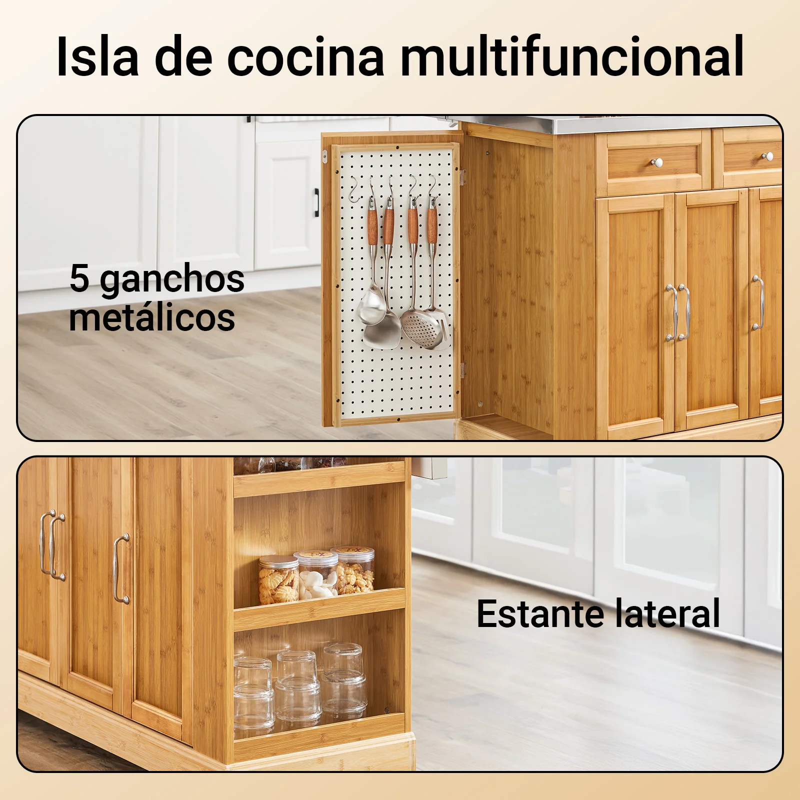 SoBuy FKW130-N Isla de Cocina con Ruedas con Superficie de Trabajo Extensible - Image 9