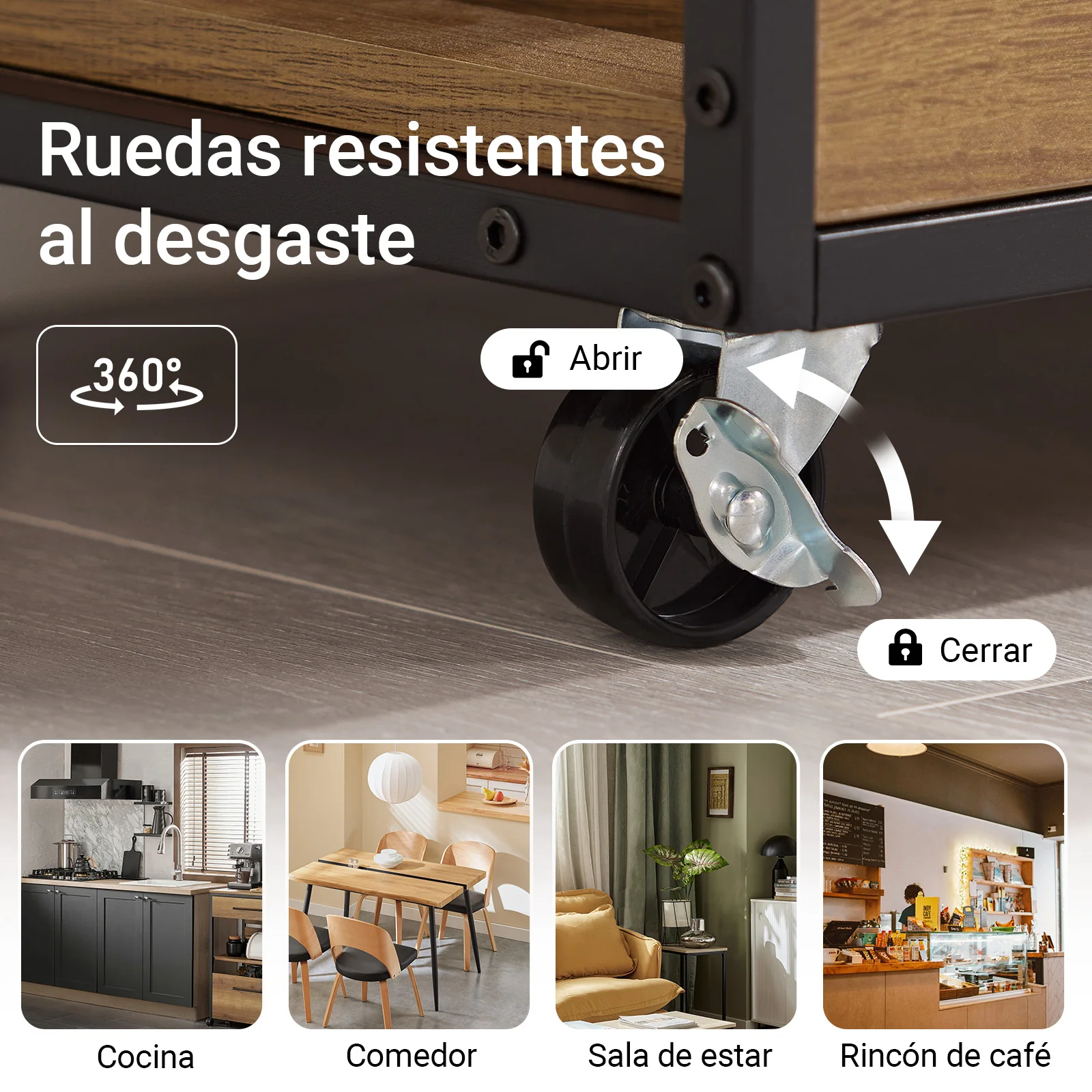 Preventa-SoBuy FKW134-N Carrito Auxiliar de Cocina con 3 Puertas y 1 Cajón Vintage Marrón 67x88x37cm - Image 4