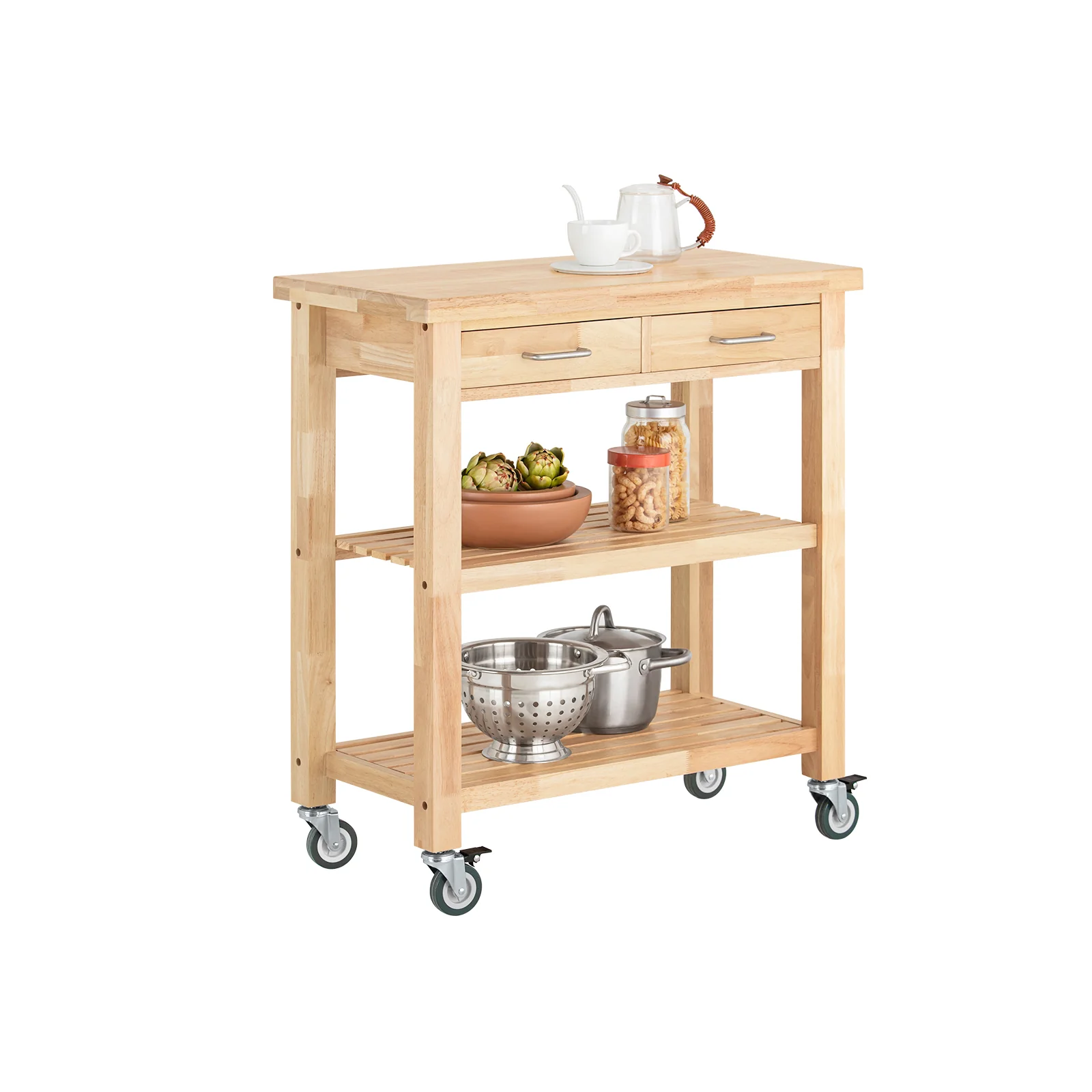 SoBuy FKW24-II-N Carro de Cocina con 2 cajones y 2 Estantes