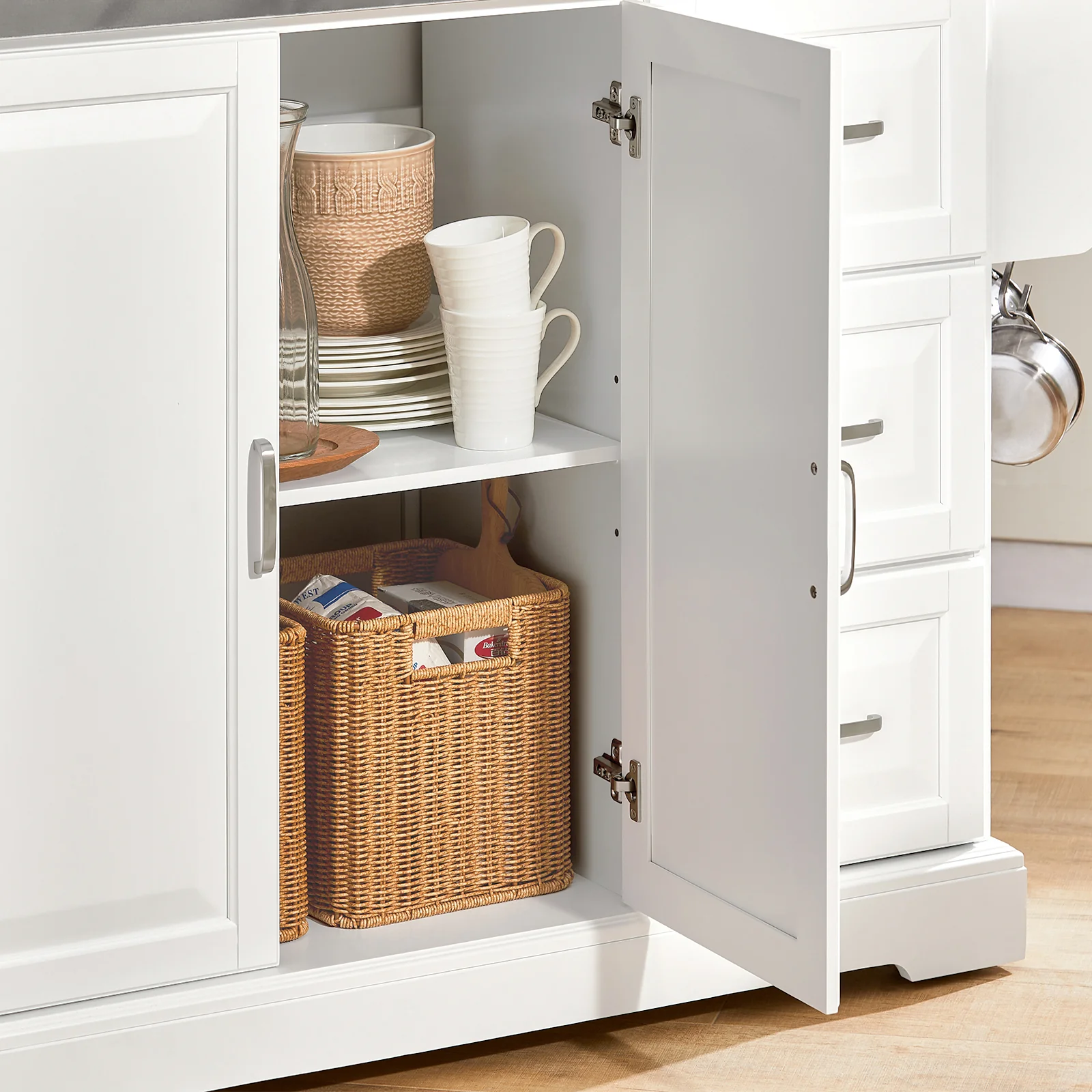 SoBuy FKW41-ST Isla de Cocina con rueda, Piso de Acero con 3 cajones y 2 Puertas - Image 6