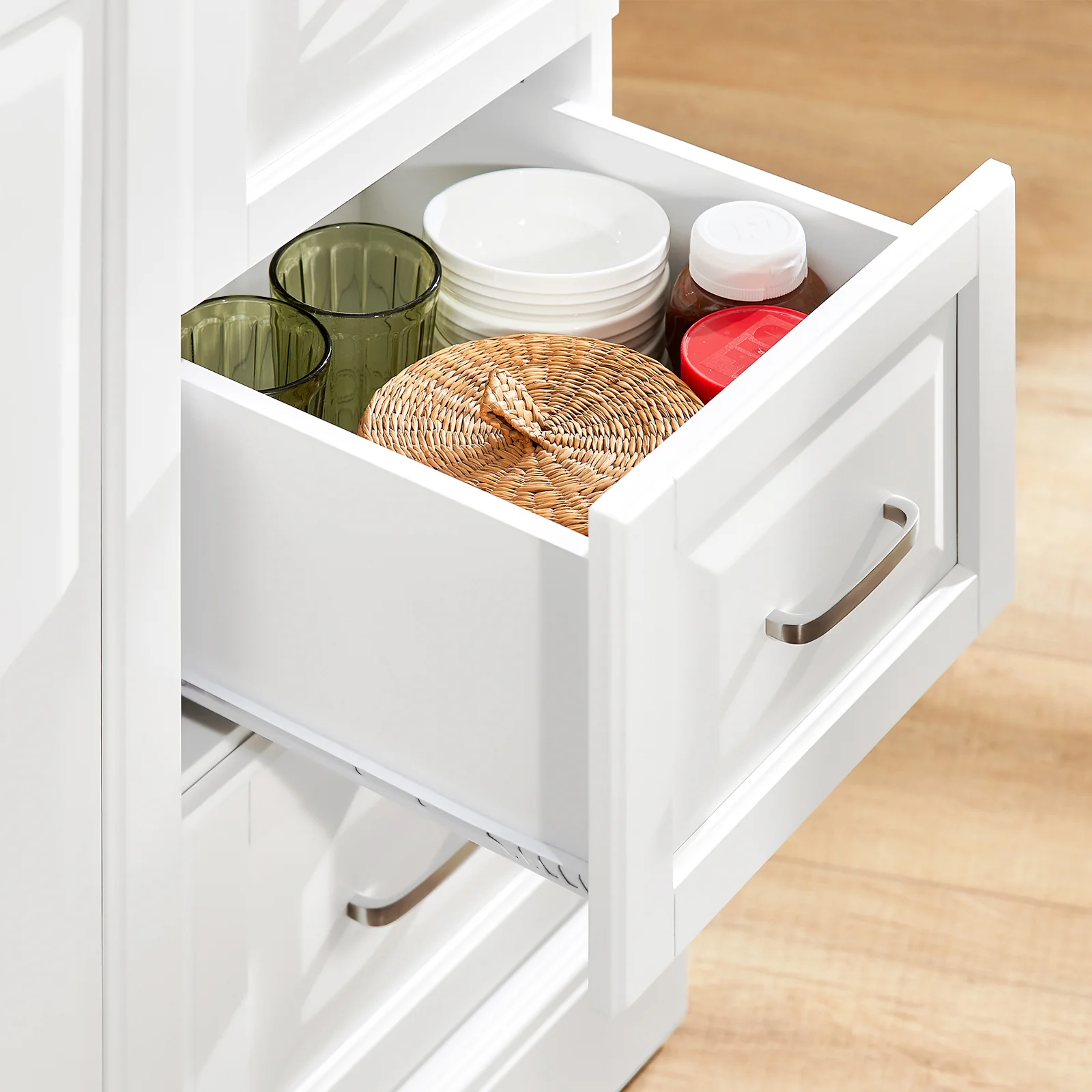 SoBuy FKW41-ST Isla de Cocina con rueda, Piso de Acero con 3 cajones y 2 Puertas - Image 7