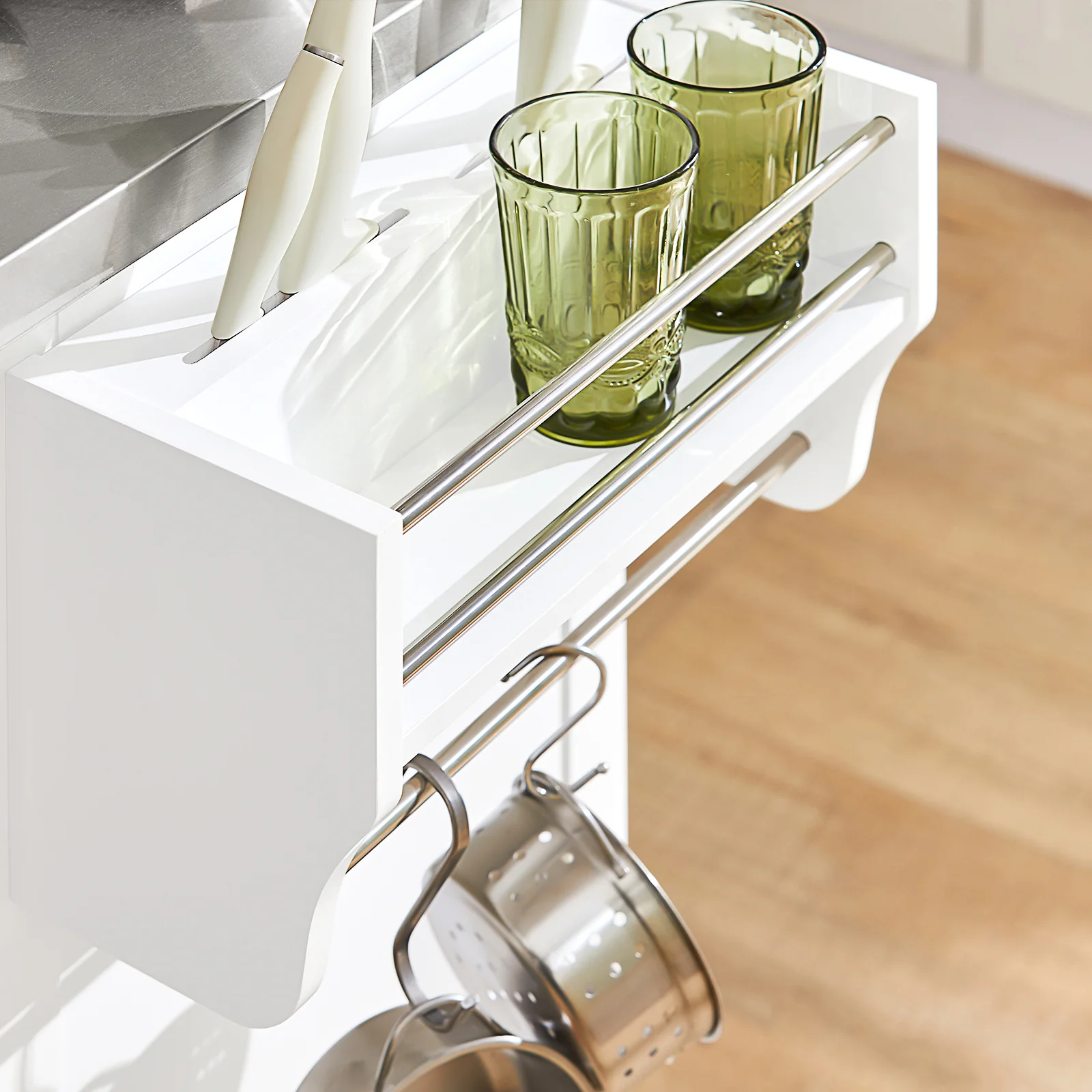 SoBuy FKW41-ST Isla de Cocina con rueda, Piso de Acero con 3 cajones y 2 Puertas - Image 8