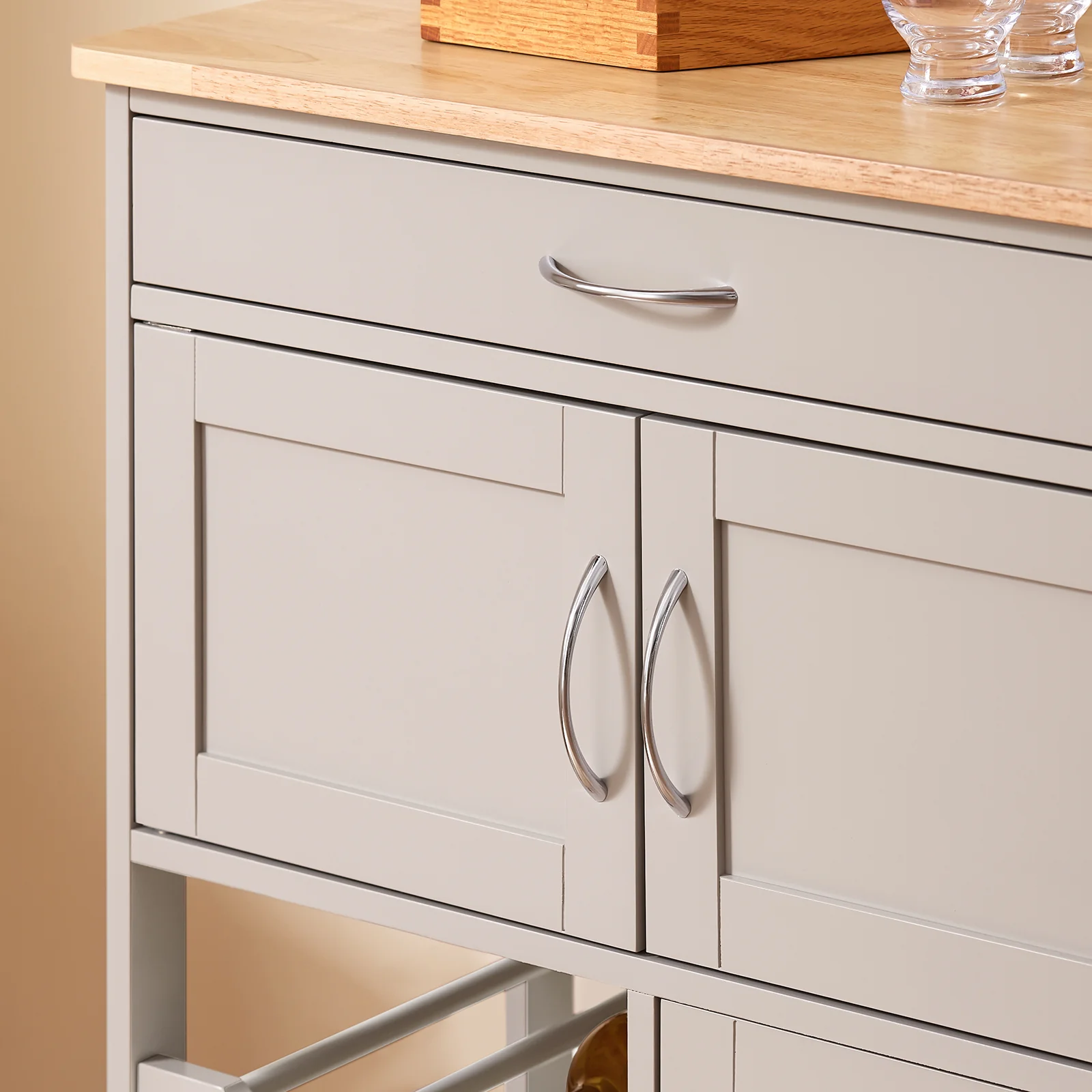 SoBuy FKW45-KA Carrito de Cocina con 3 Puertas y 1 Cajón Marrón claro - Image 7