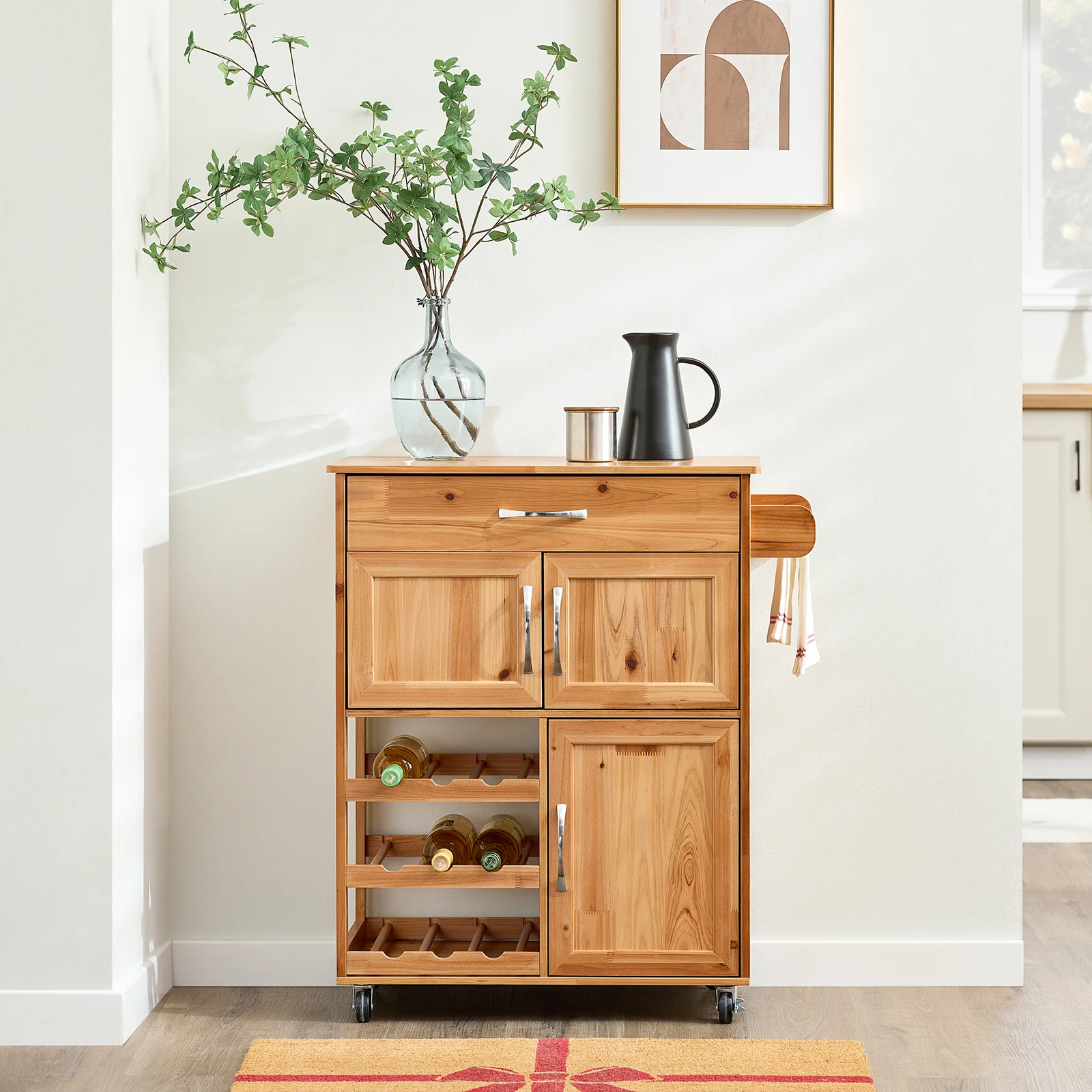 SoBuy FKW45-N Carrito Auxiliar de Cocina con Ruedas de Madera Maciza Natural - Image 9