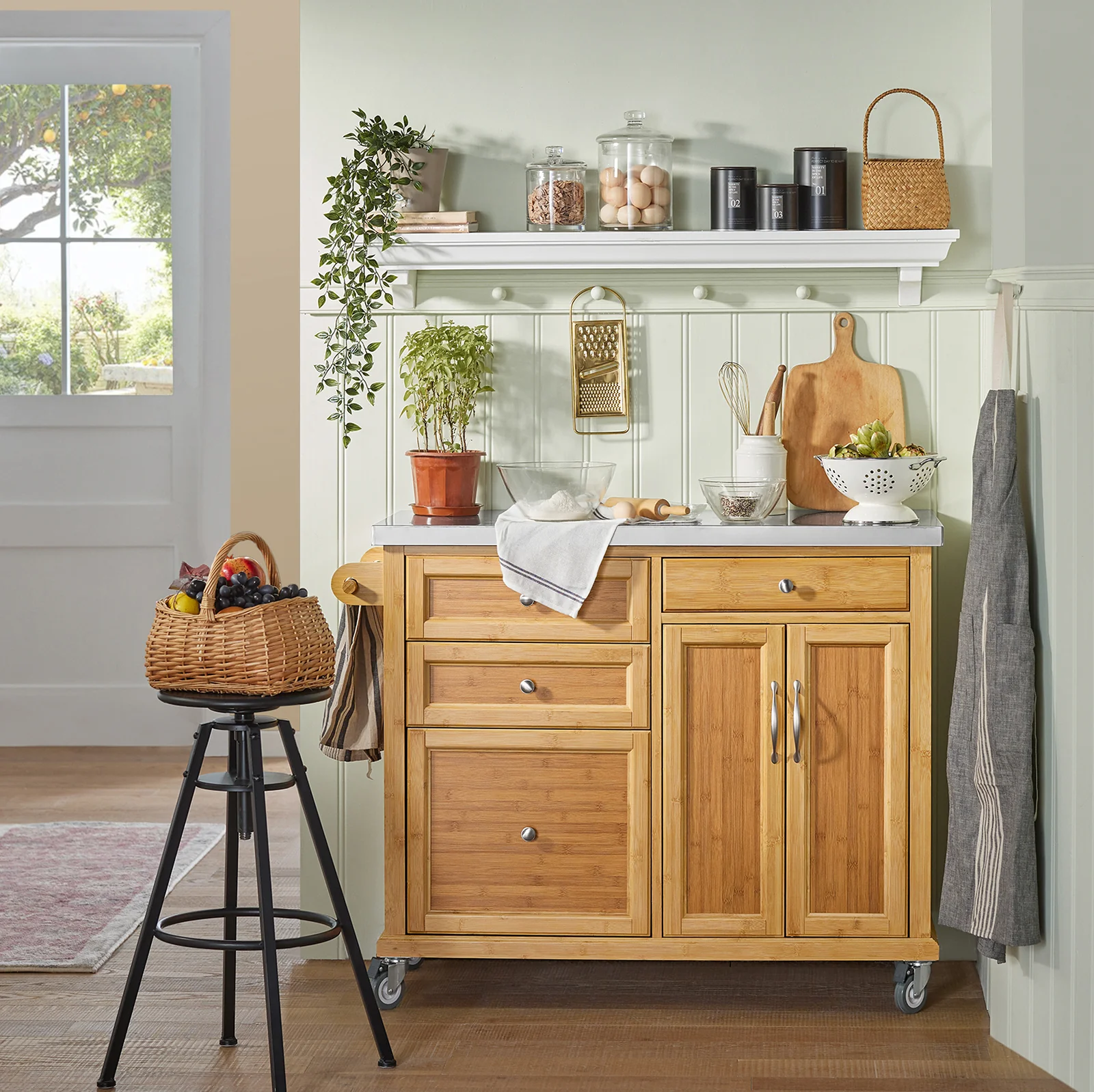 SoBuy FKW70-N Isla de Cocina con ruedas con 4 cajones y 2 Puertas - Image 4