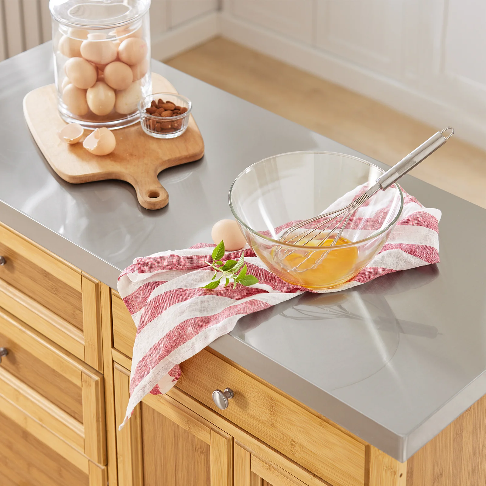 SoBuy FKW70-N Isla de Cocina con ruedas con 4 cajones y 2 Puertas - Image 8