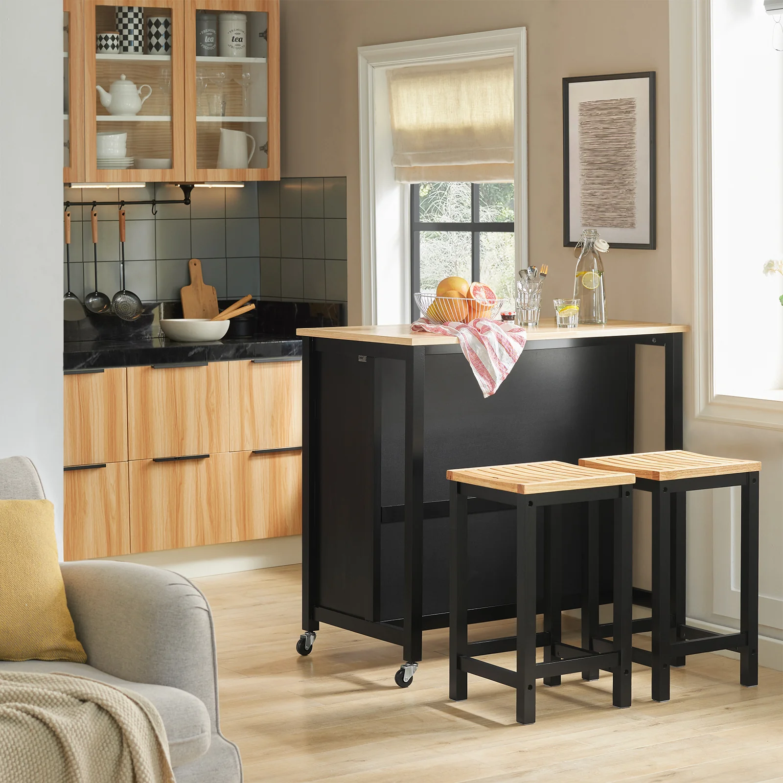 SoBuy FKW74-SCH Carrito de Cocina con 2 cajones y 2 Estantes Negro - Image 4