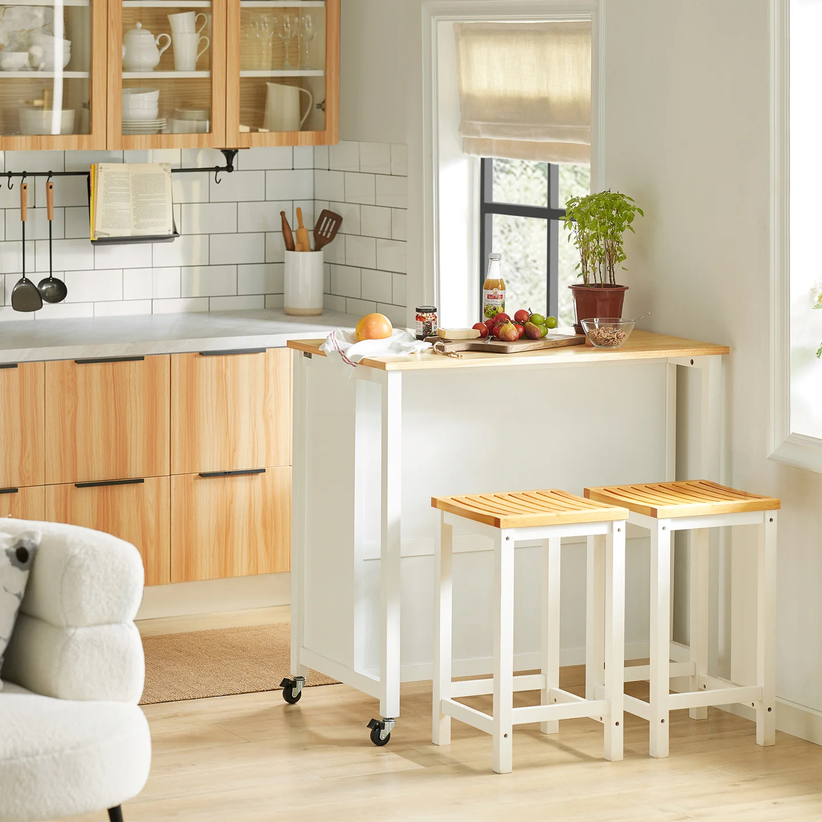 SoBuy FKW74-WN Carrito de Cocina con 2 cajones y 2 Estantes Blanco - Image 5