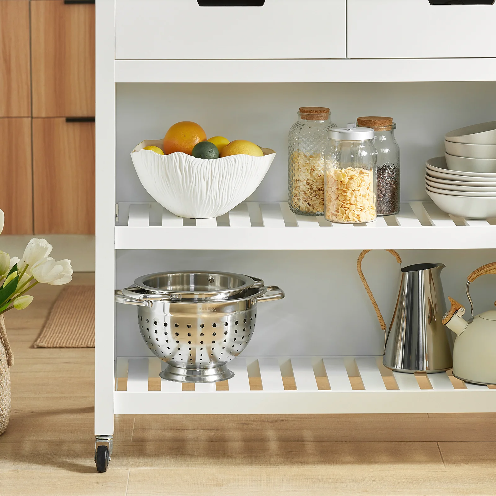SoBuy FKW74-WN Carrito de Cocina con 2 cajones y 2 Estantes Blanco - Image 8