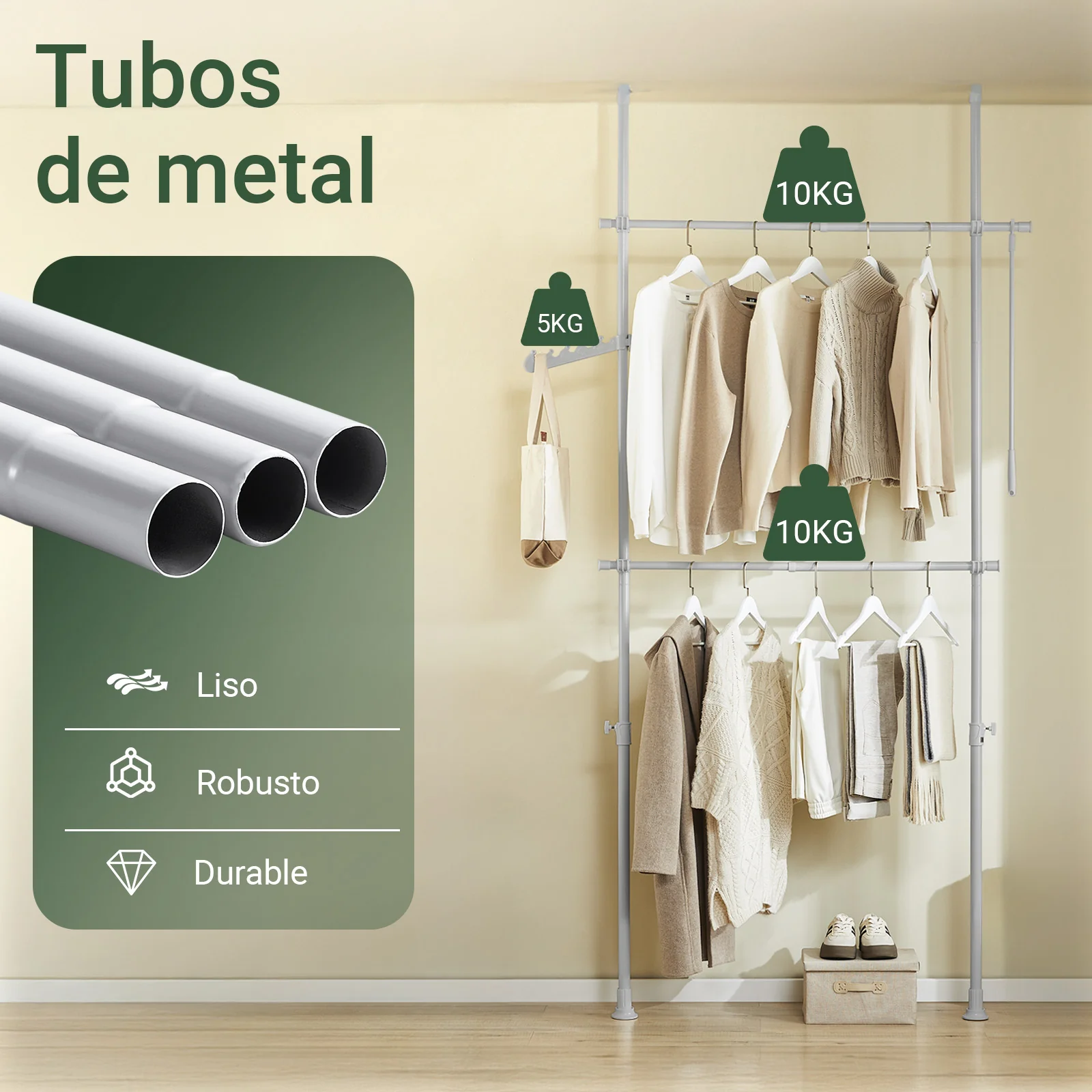 SoBuy FRG109-II-HG Perchero de Ropa Telescópico Altura Ajustable 200–295cm Gris - Image 2
