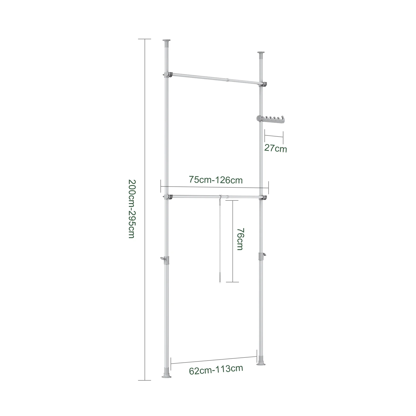 SoBuy FRG109-II-HG Perchero de Ropa Telescópico Altura Ajustable 200–295cm Gris - Image 3