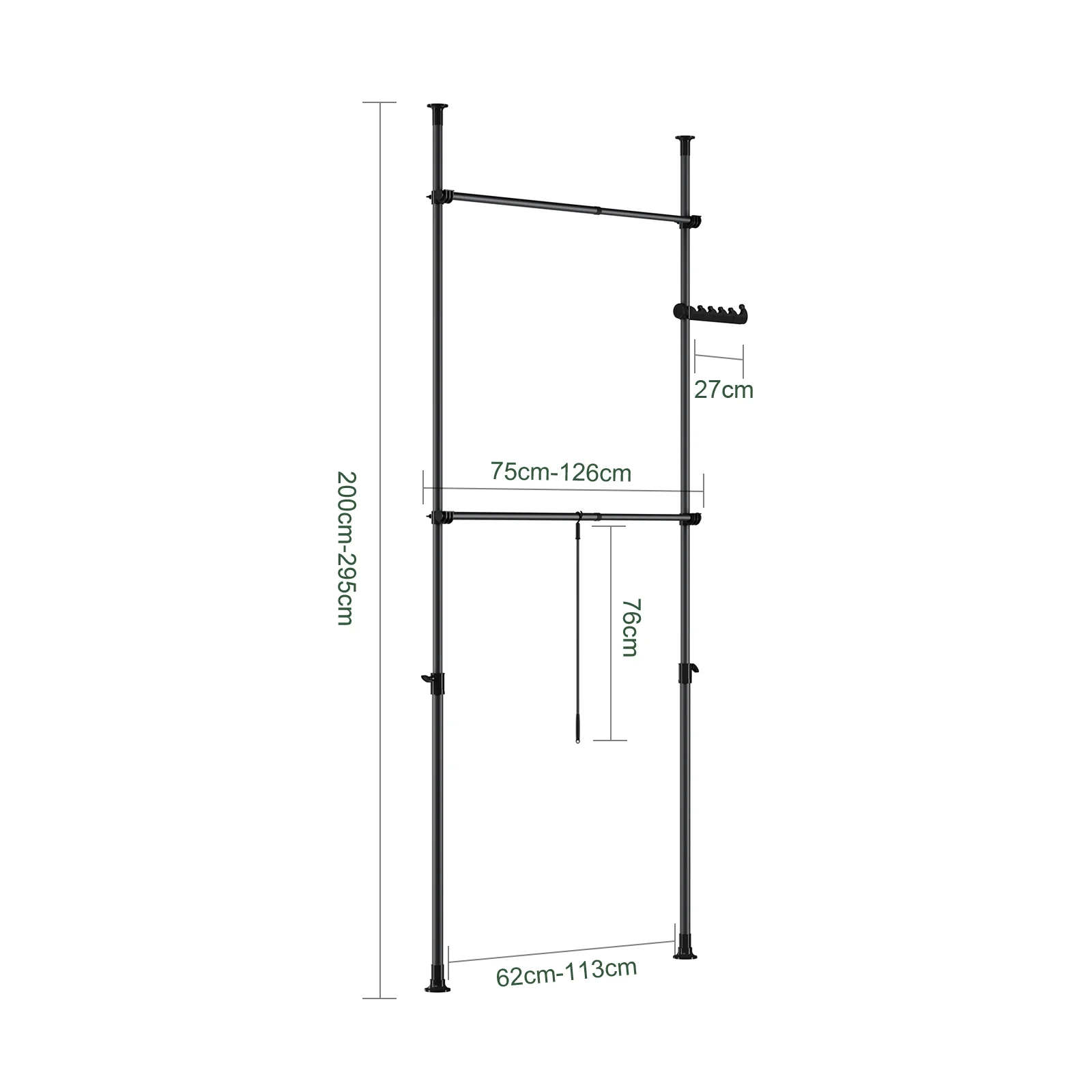 SoBuy FRG109-II-SCH Perchero Extensible con 2 Niveles Negro - Image 3