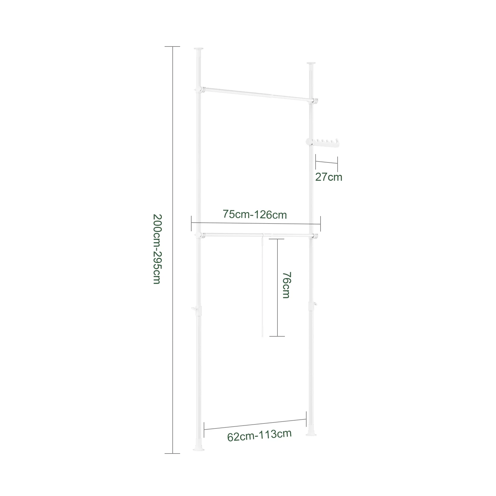 SoBuy FRG109-II-W Perchero Extensible con 2 Niveles Blanco - Image 3