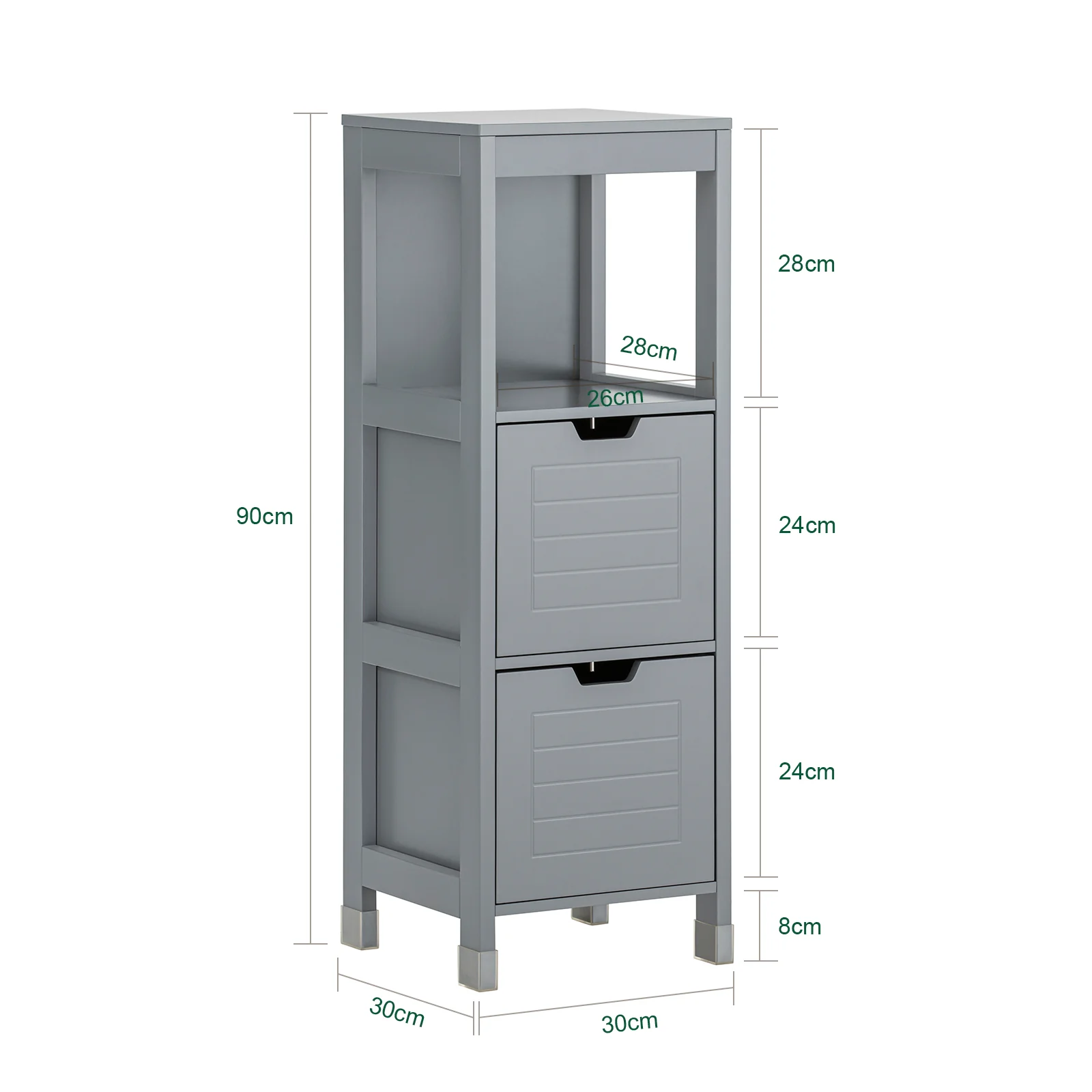 SoBuy FRG127-SG Mueble Columna de Baño con 1 Estante y 2 cajónes Gris - Image 3