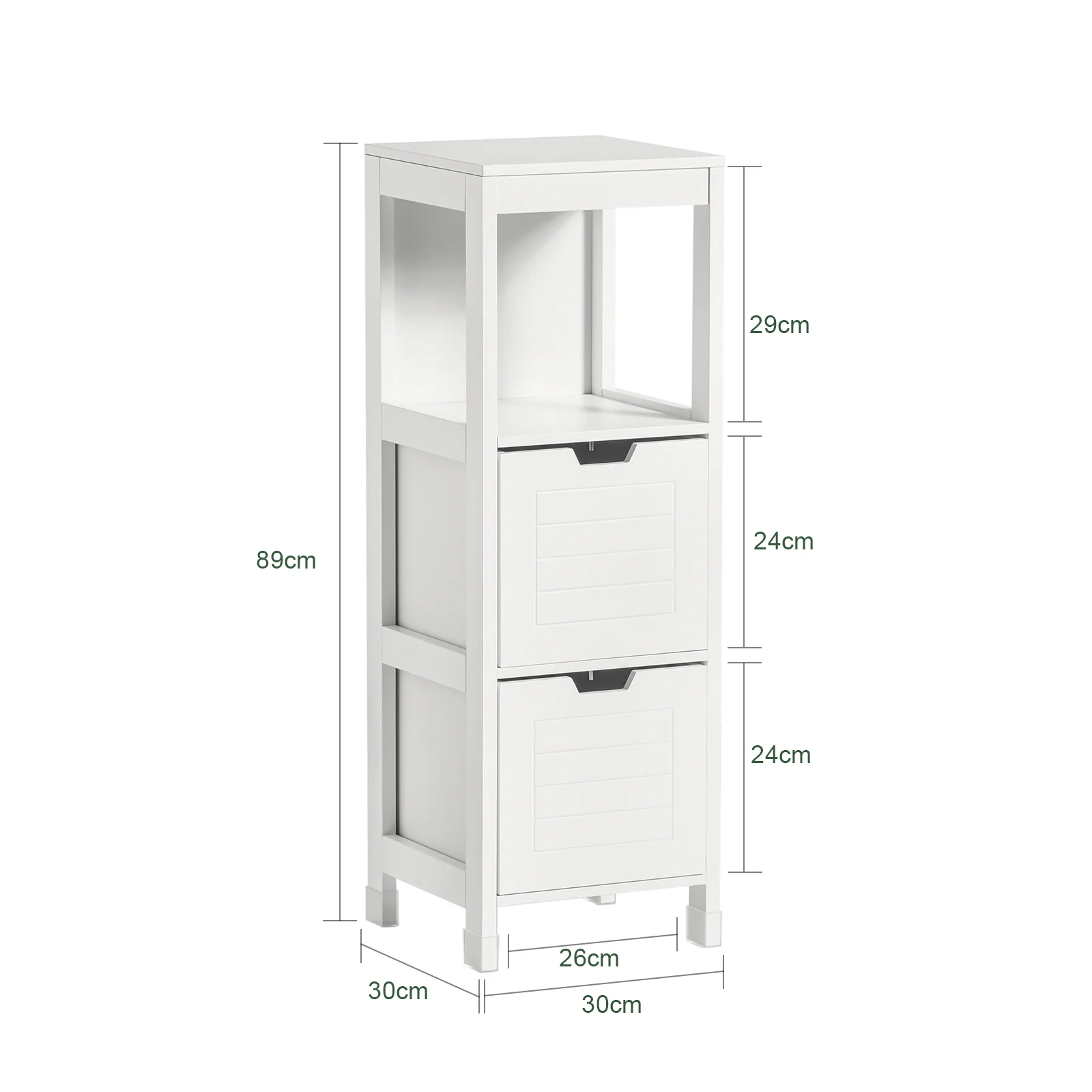 SoBuy FRG127-W Mueble Columna de Baño con 1 Estante y 2 cajones Blanco - Image 3