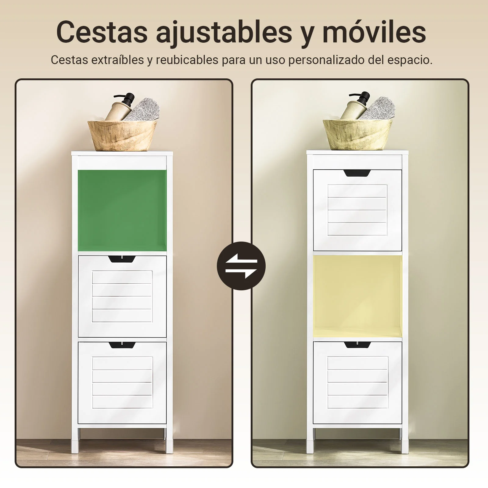 SoBuy FRG127-W Mueble Columna de Baño con 1 Estante y 2 cajones Blanco - Image 8