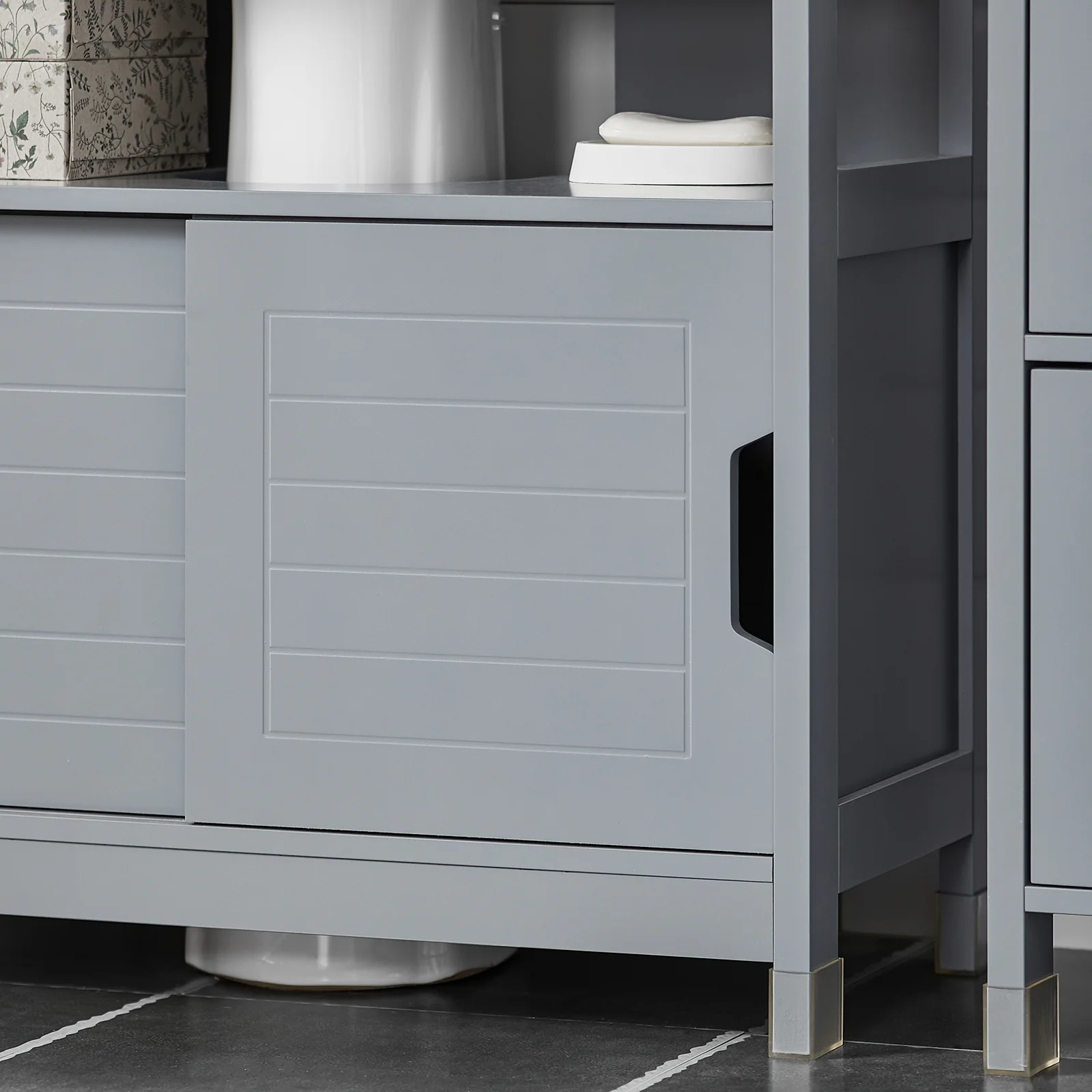 Preventa-SoBuy FRG128-II-SG Mueble para Debajo del Lavabo 1 Estante y 2 Puertas Correderas - Image 8