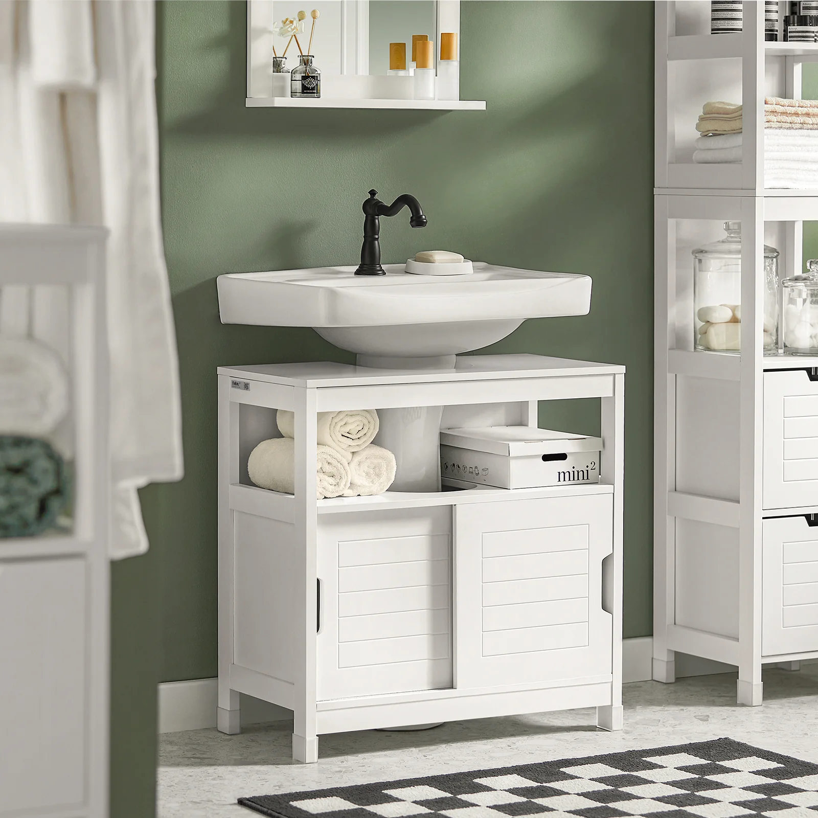 SoBuy FRG128-II-W Mueble para debajo del Lavabo con 1 Estante y 2 Puertas Blanco - Image 6