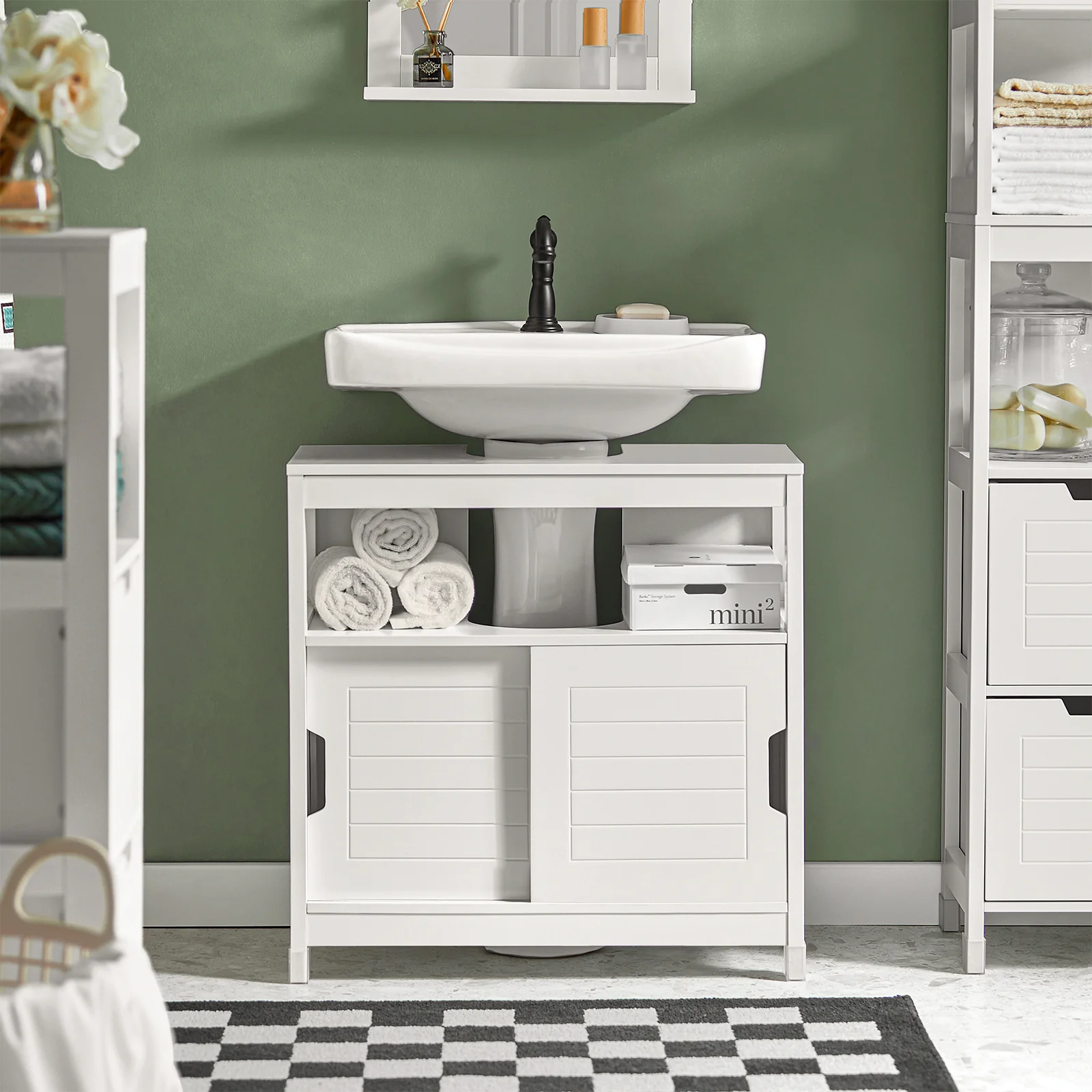 SoBuy FRG128-II-W Mueble para debajo del Lavabo con 1 Estante y 2 Puertas Blanco - Image 7