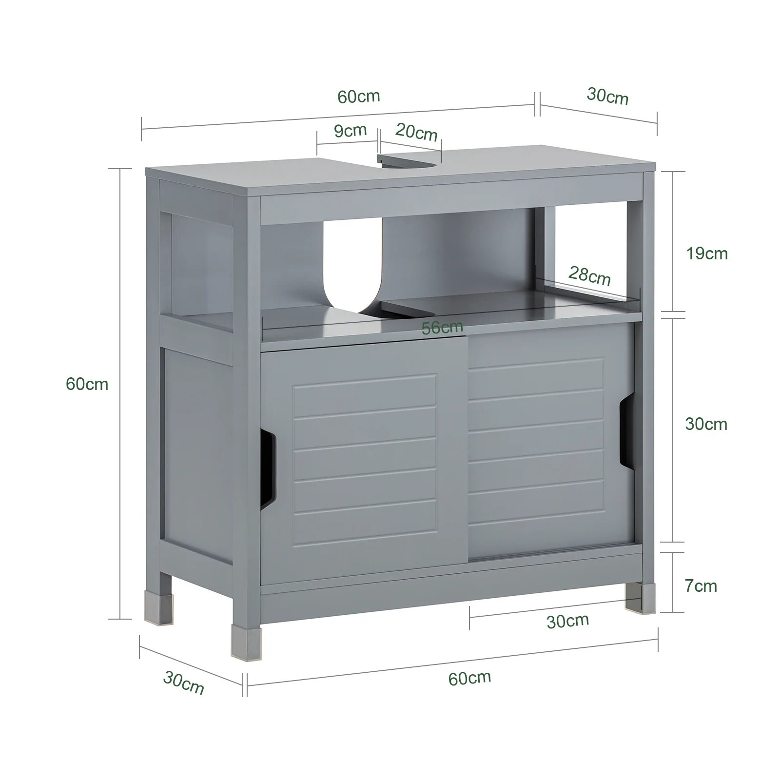 SoBuy FRG128-SG Armario para debajo del Lavabo con 1 Estante y 2 Puertas Gris - Image 3