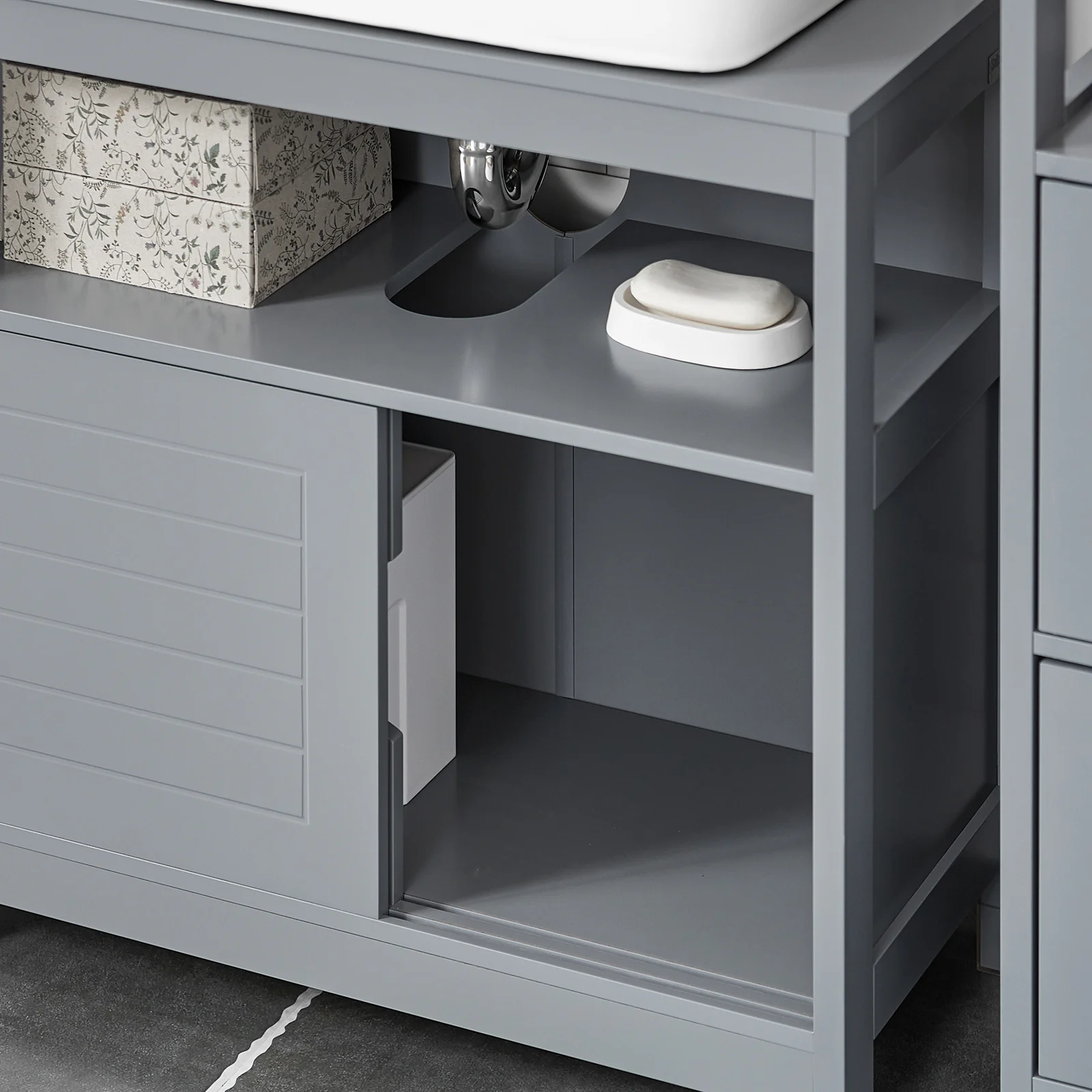 SoBuy FRG128-SG Armario para debajo del Lavabo con 1 Estante y 2 Puertas Gris - Image 7