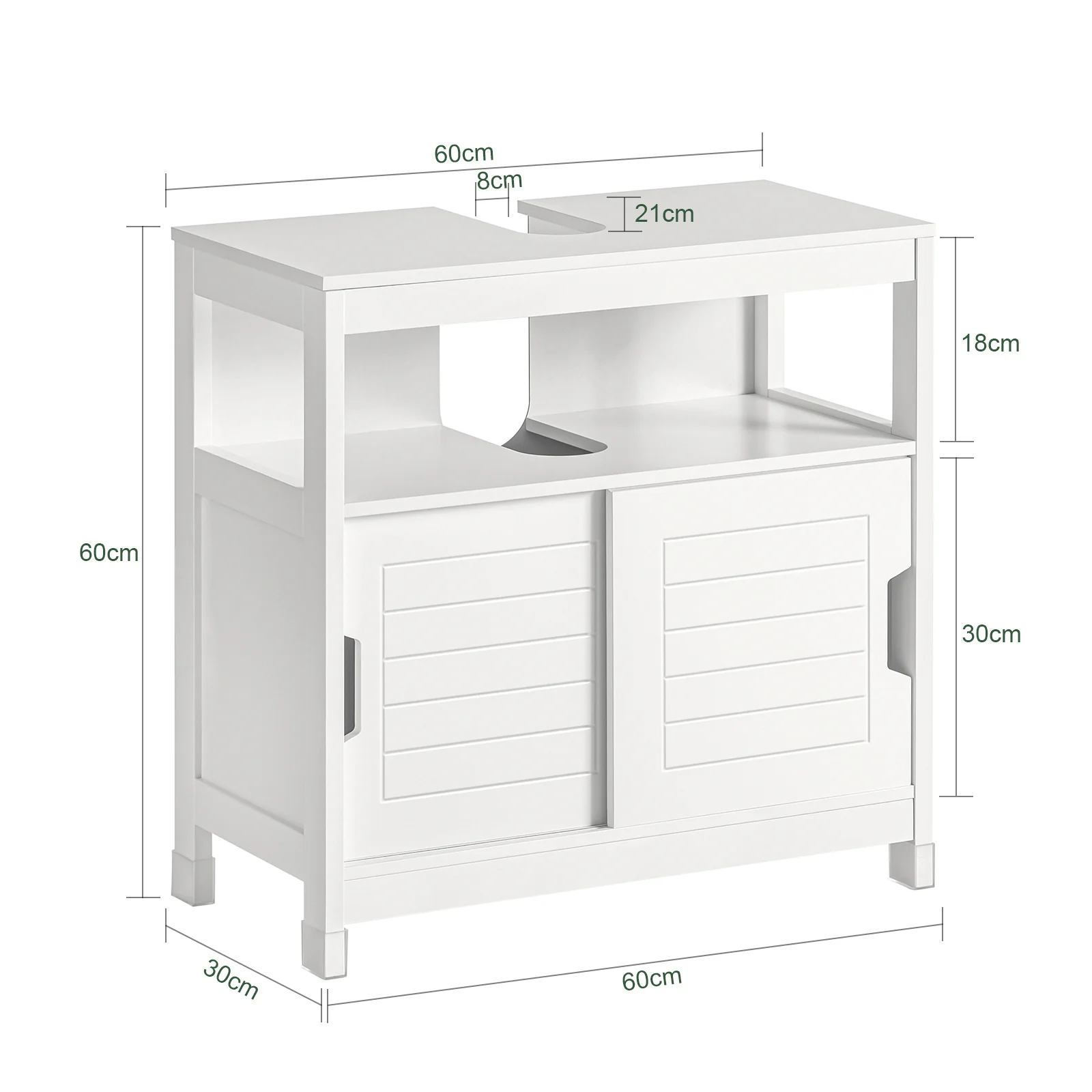 SoBuy FRG128-W Mueble para debajo del Lavabo con 1 Estante y 2 Puertas Blanco - Image 3